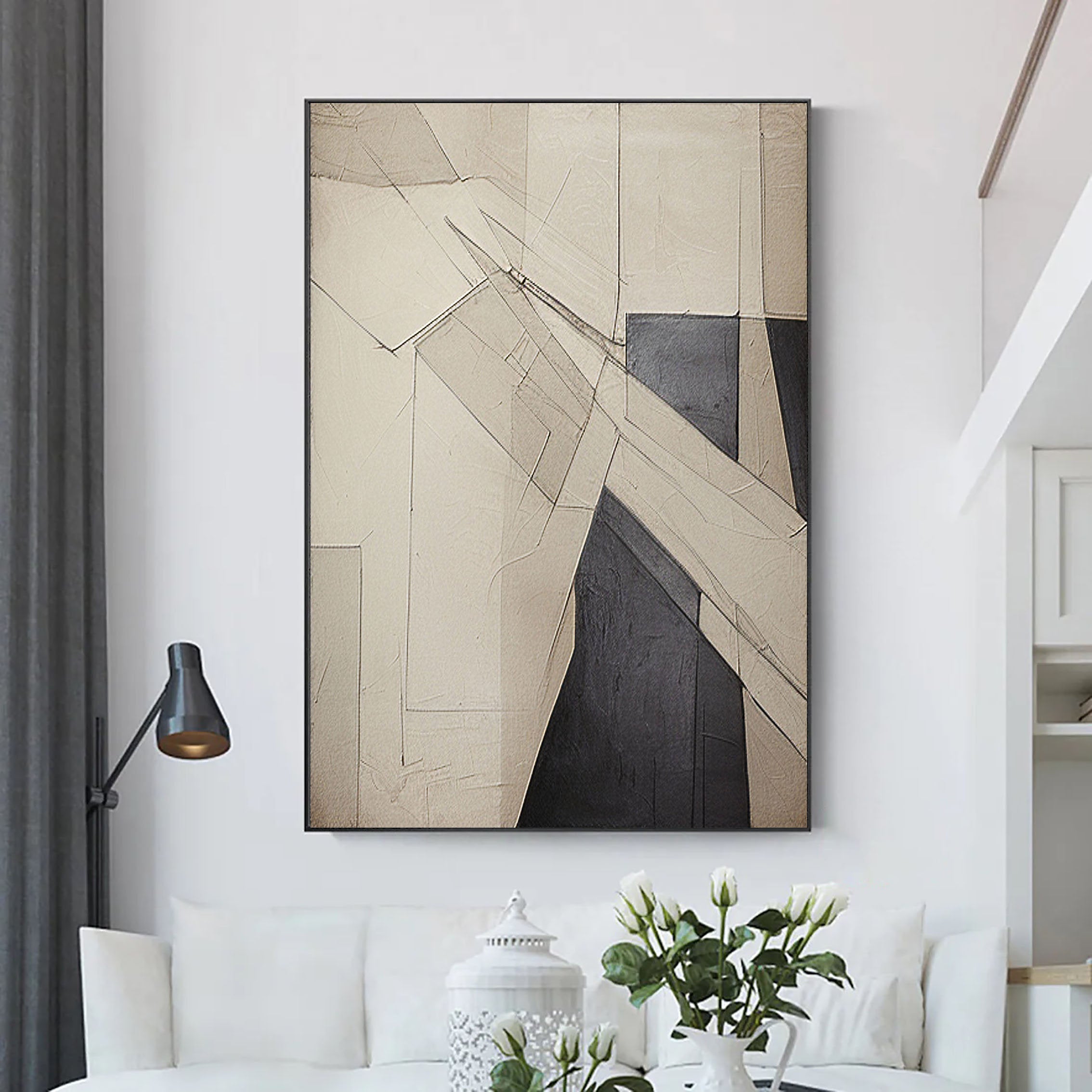 Beige & Brown Abstract Painting #LL 025