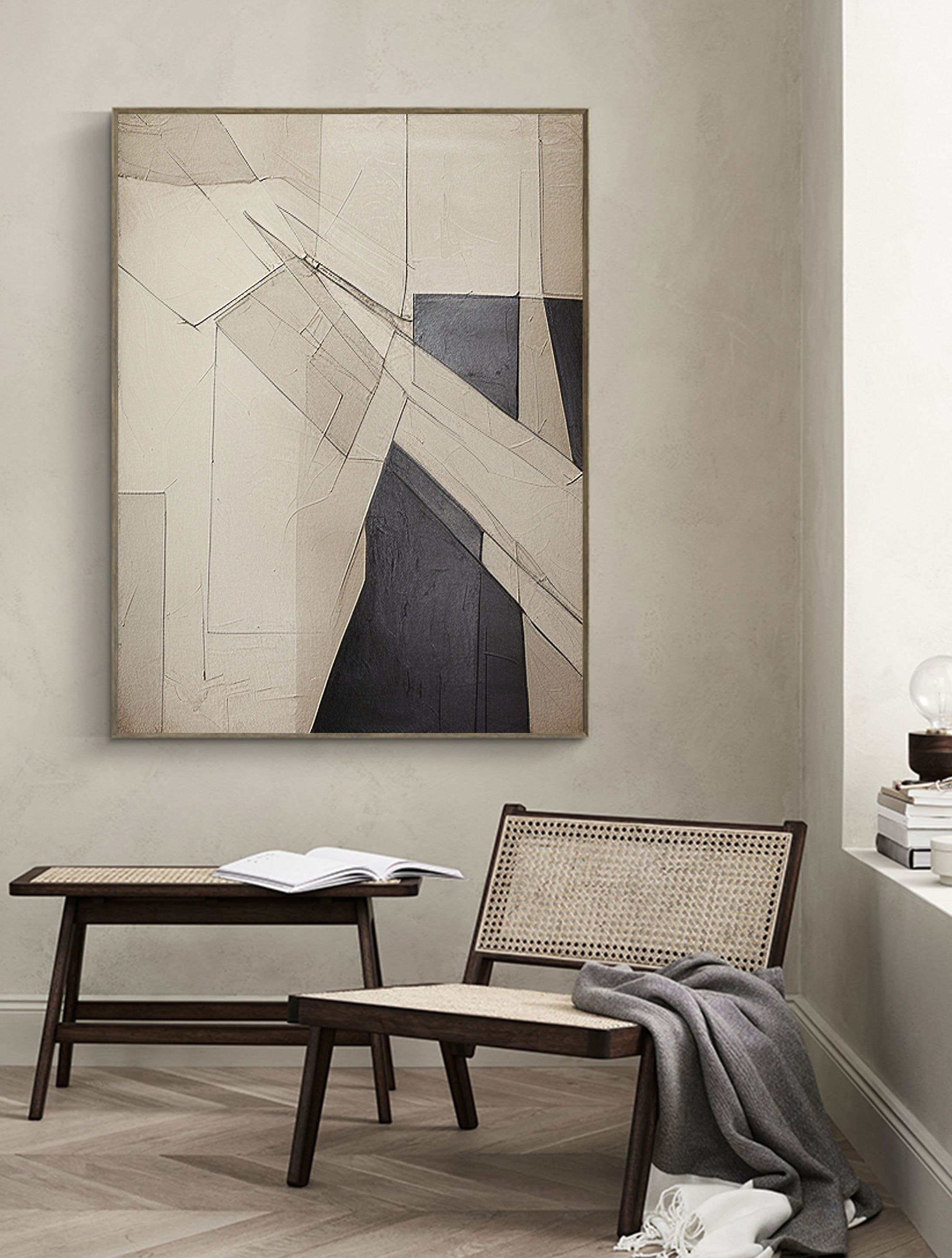 Beige & Brown Abstract Painting #LL 025