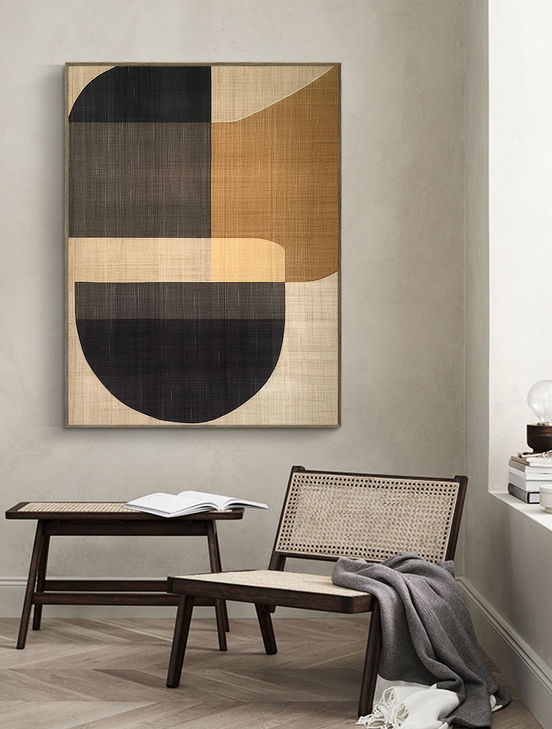 Beige & Brown Abstract Painting #LL 004