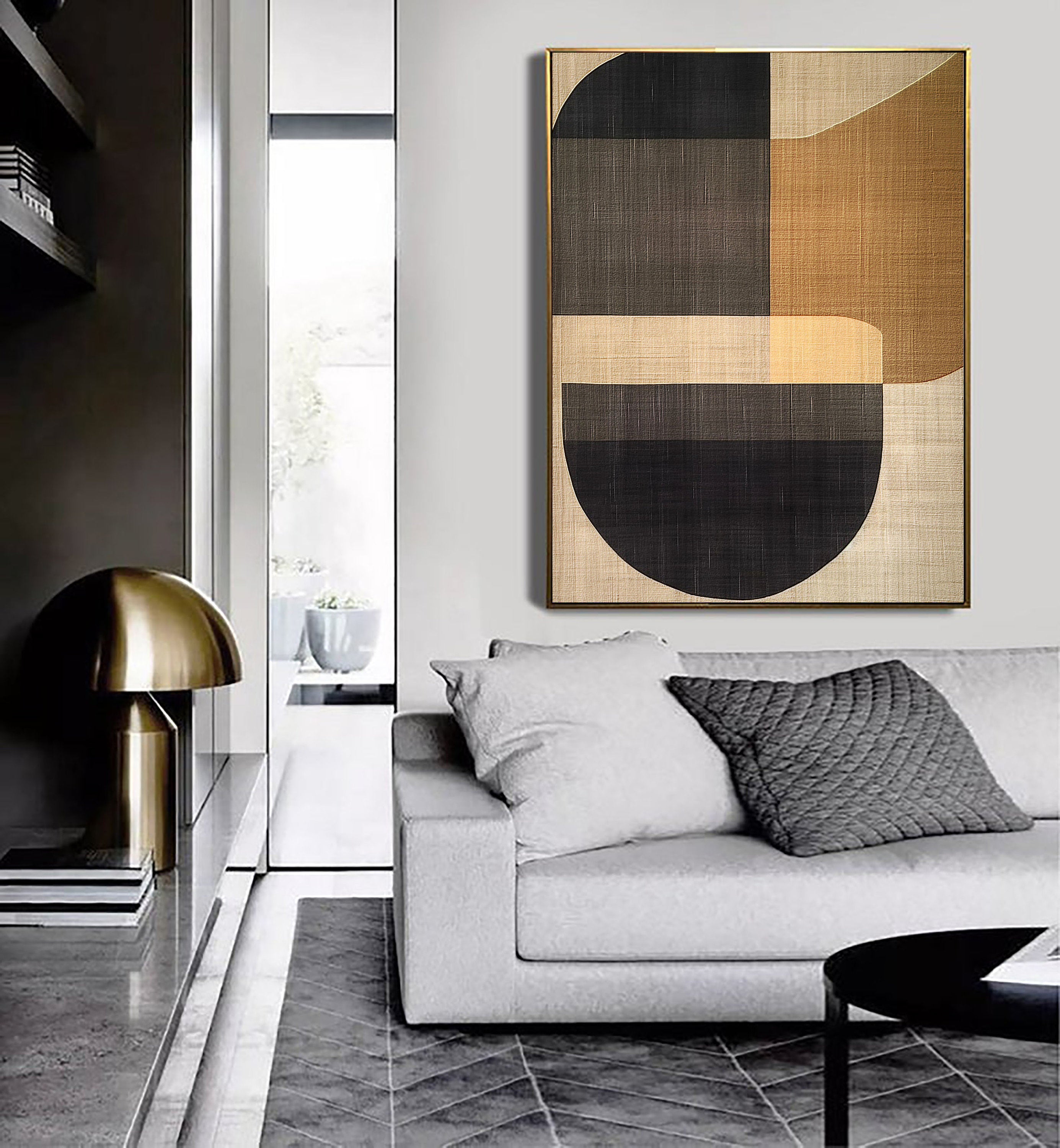 Beige & Brown Abstract Painting #LL 004