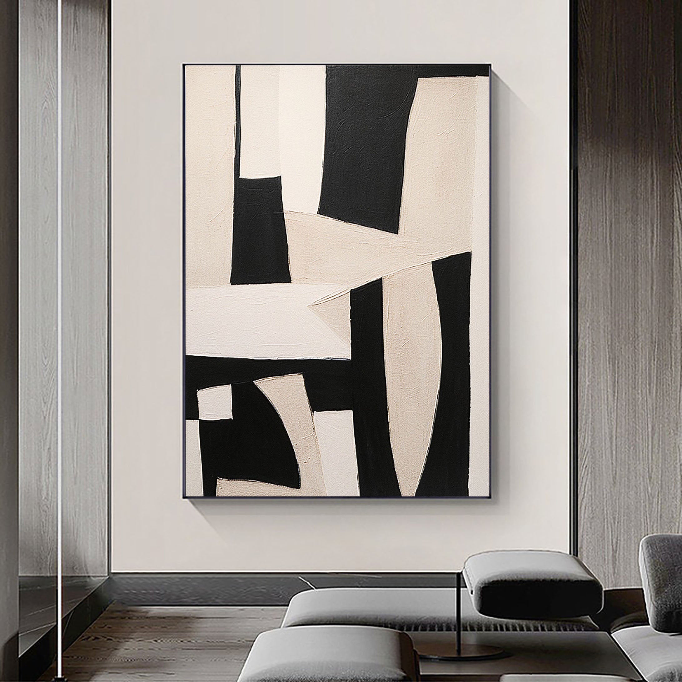 Black & White Abstract Painting #LL 005