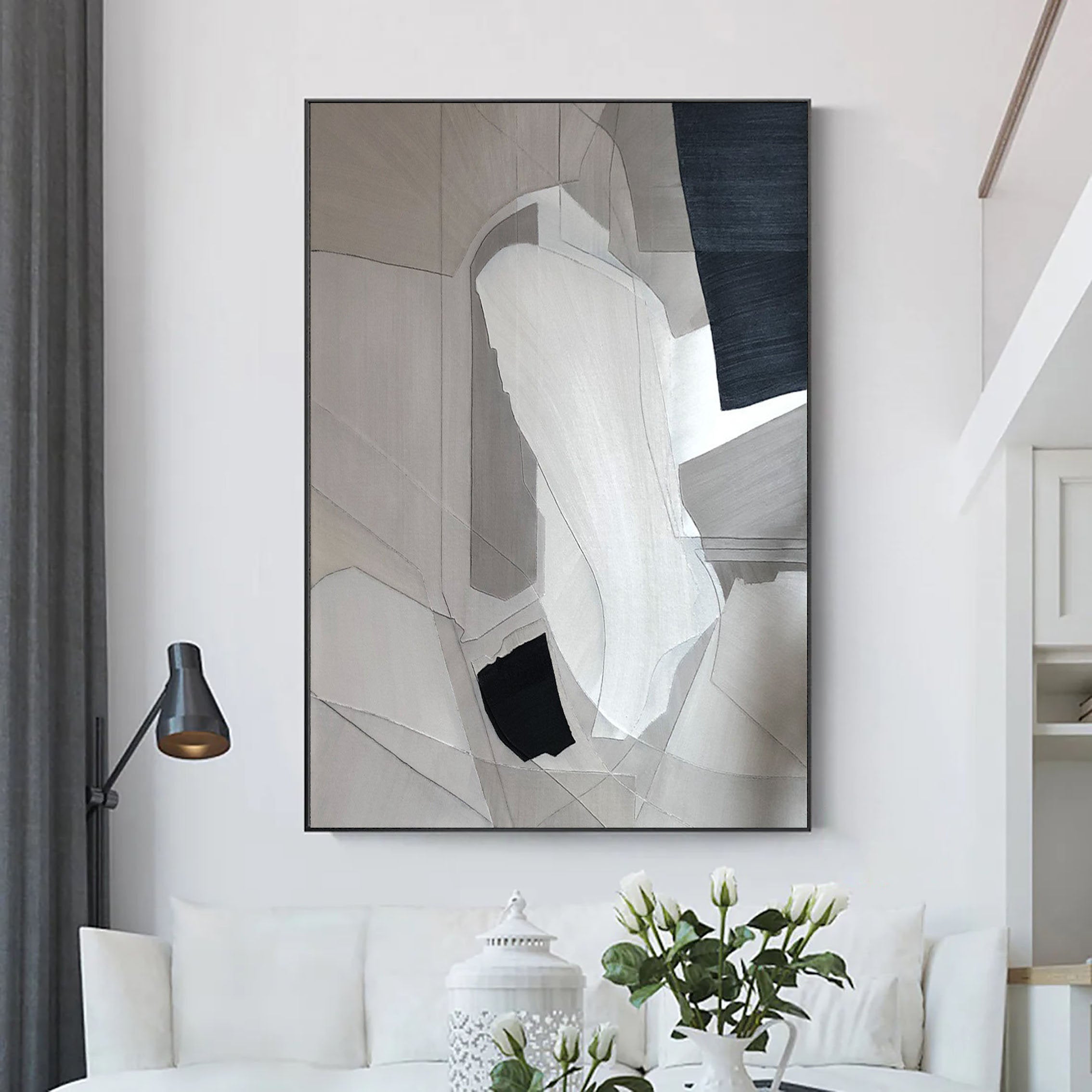 Beige & Brown Abstract Painting #LL 009