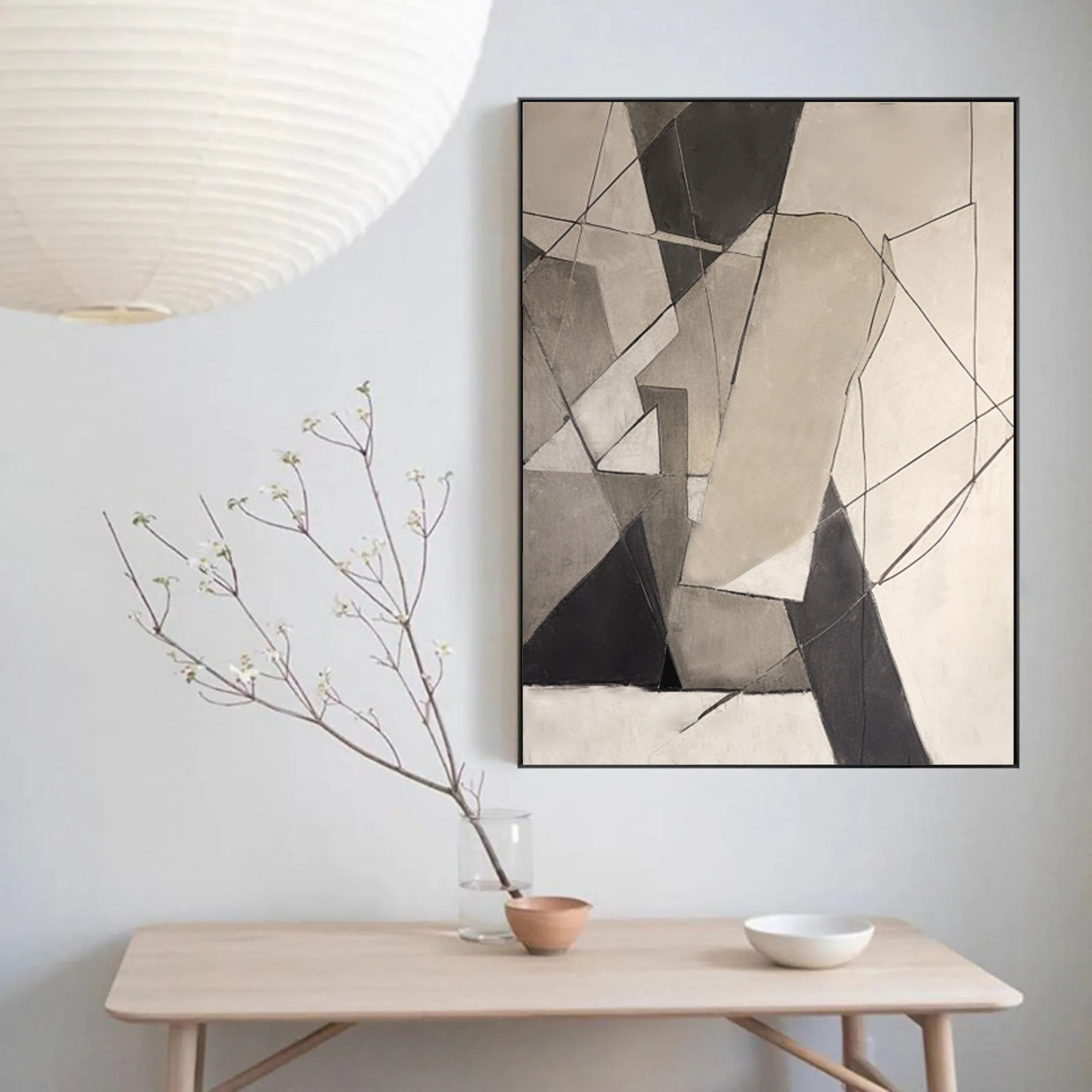 Beige & Brown Abstract Painting #LL 026