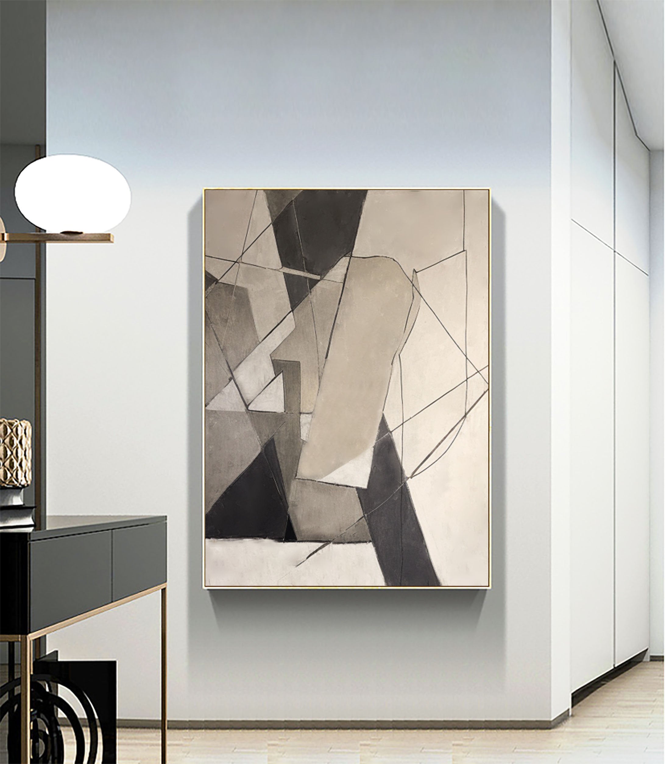 Beige & Brown Abstract Painting #LL 026