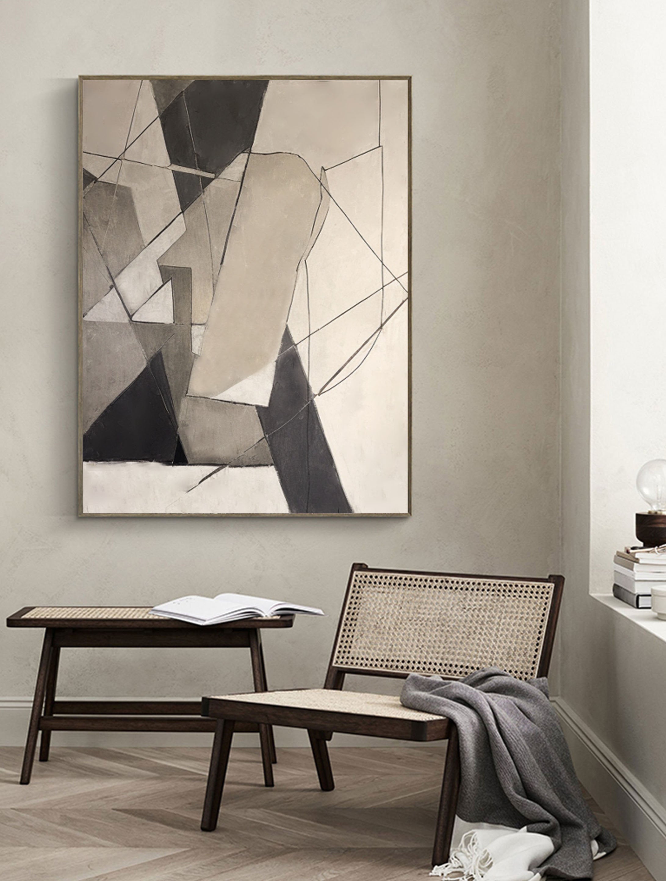 Beige & Brown Abstract Painting #LL 026