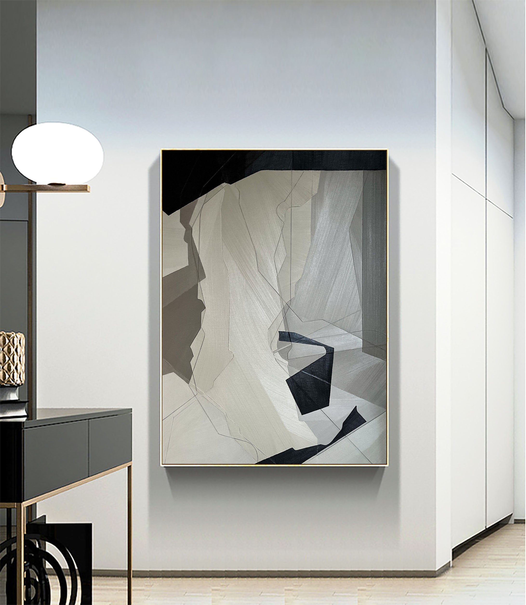 Beige & Brown Abstract Painting #LL 010