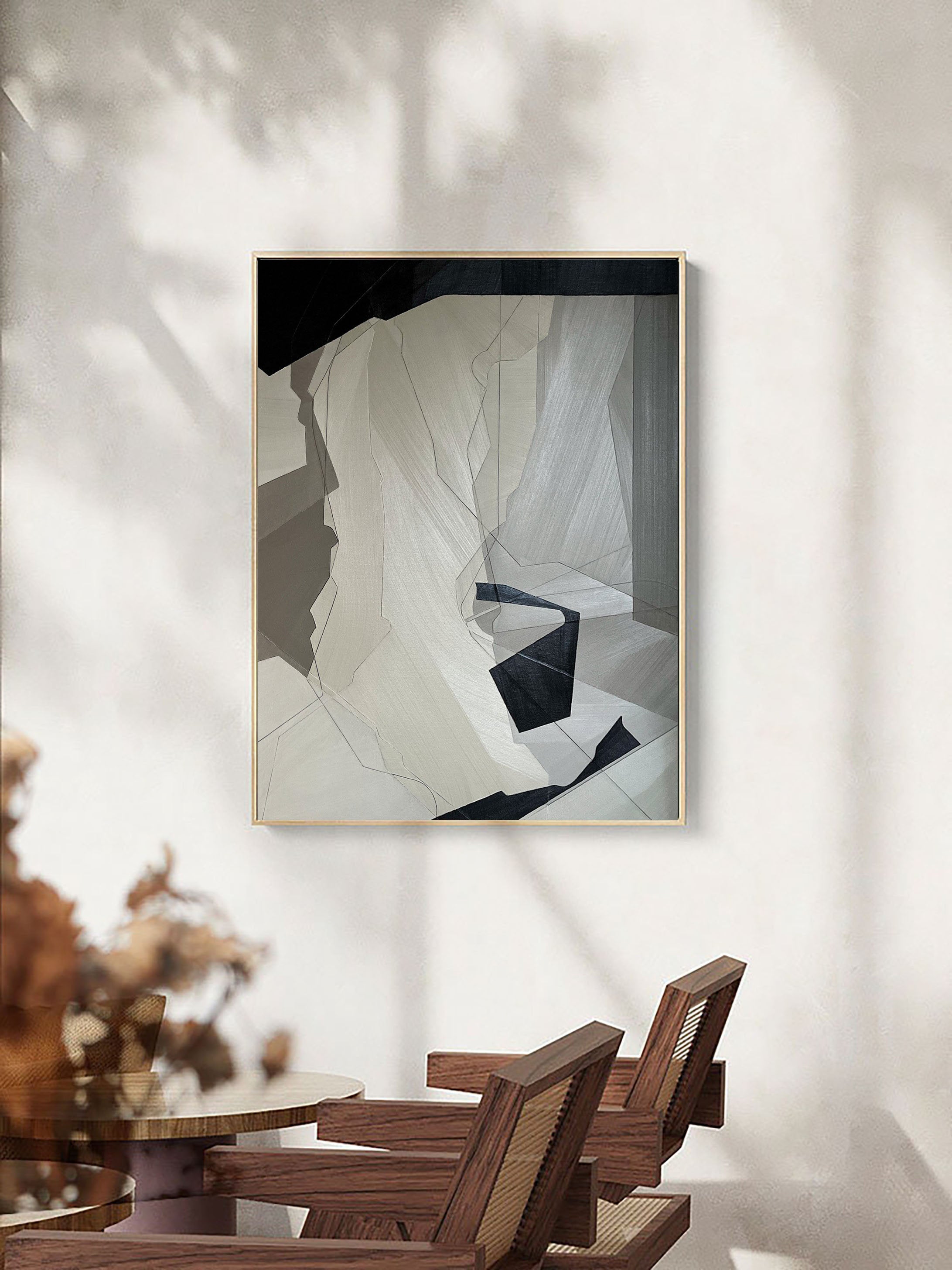 Beige & Brown Abstract Painting #LL 010