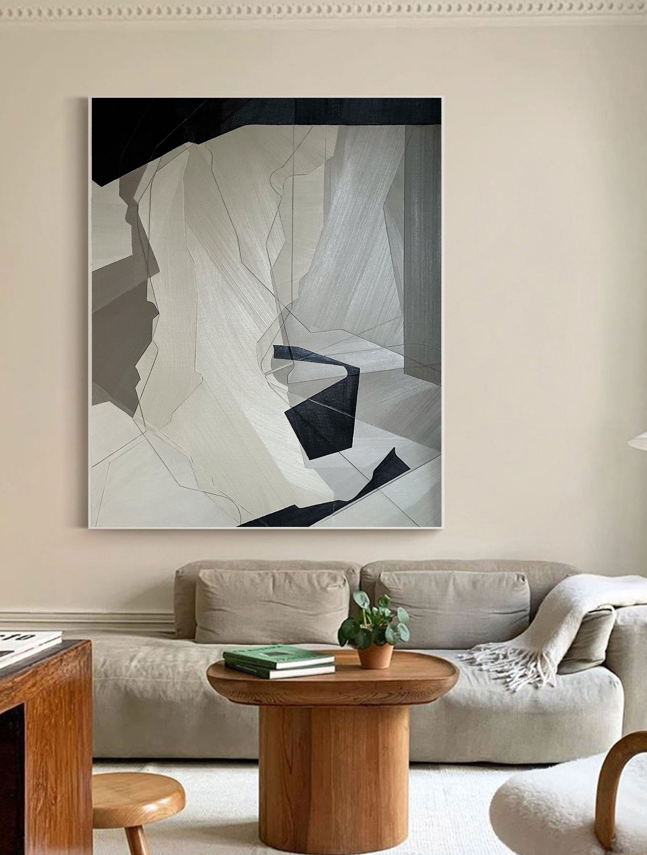 Beige & Brown Abstract Painting #LL 010