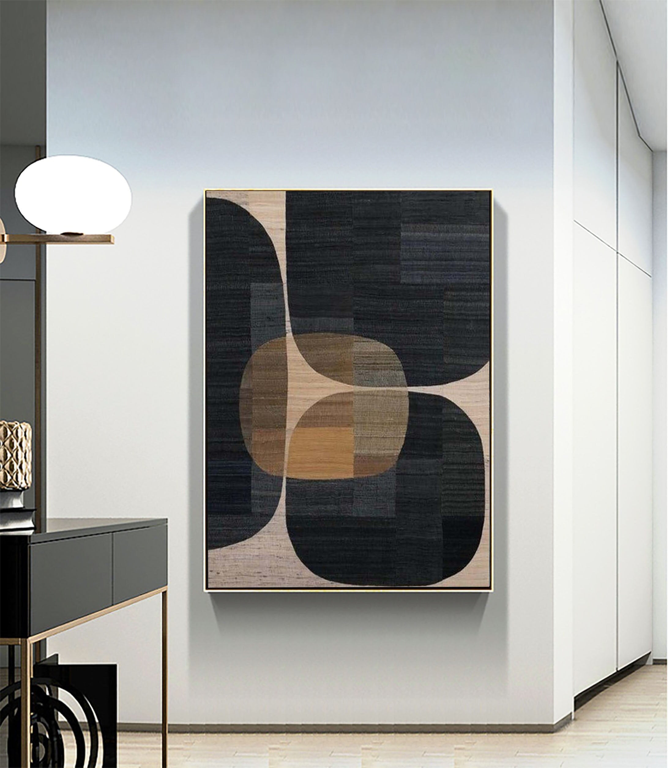 Beige & Brown Abstract Painting #LL 001