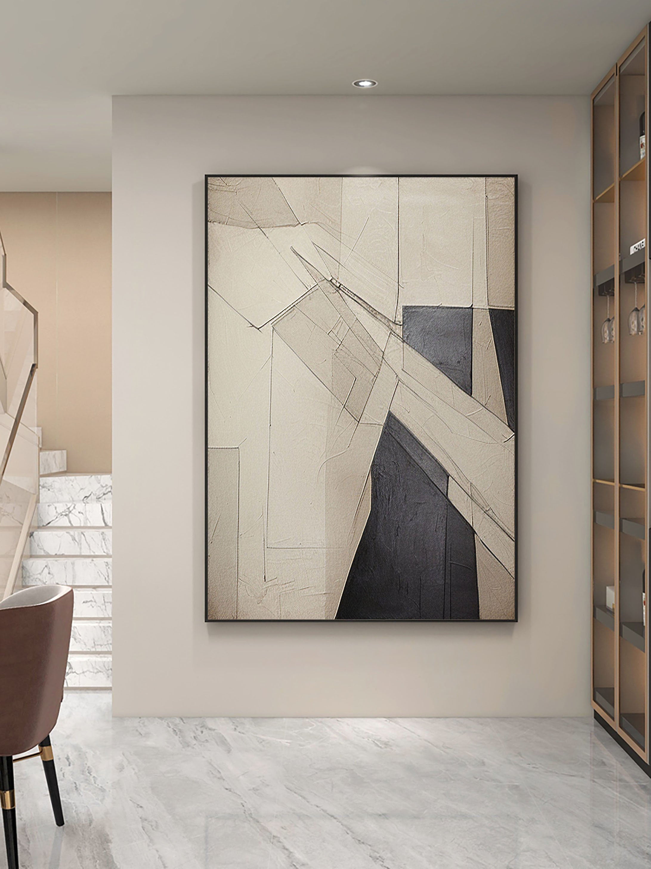 Beige & Brown Abstract Painting #LL 025