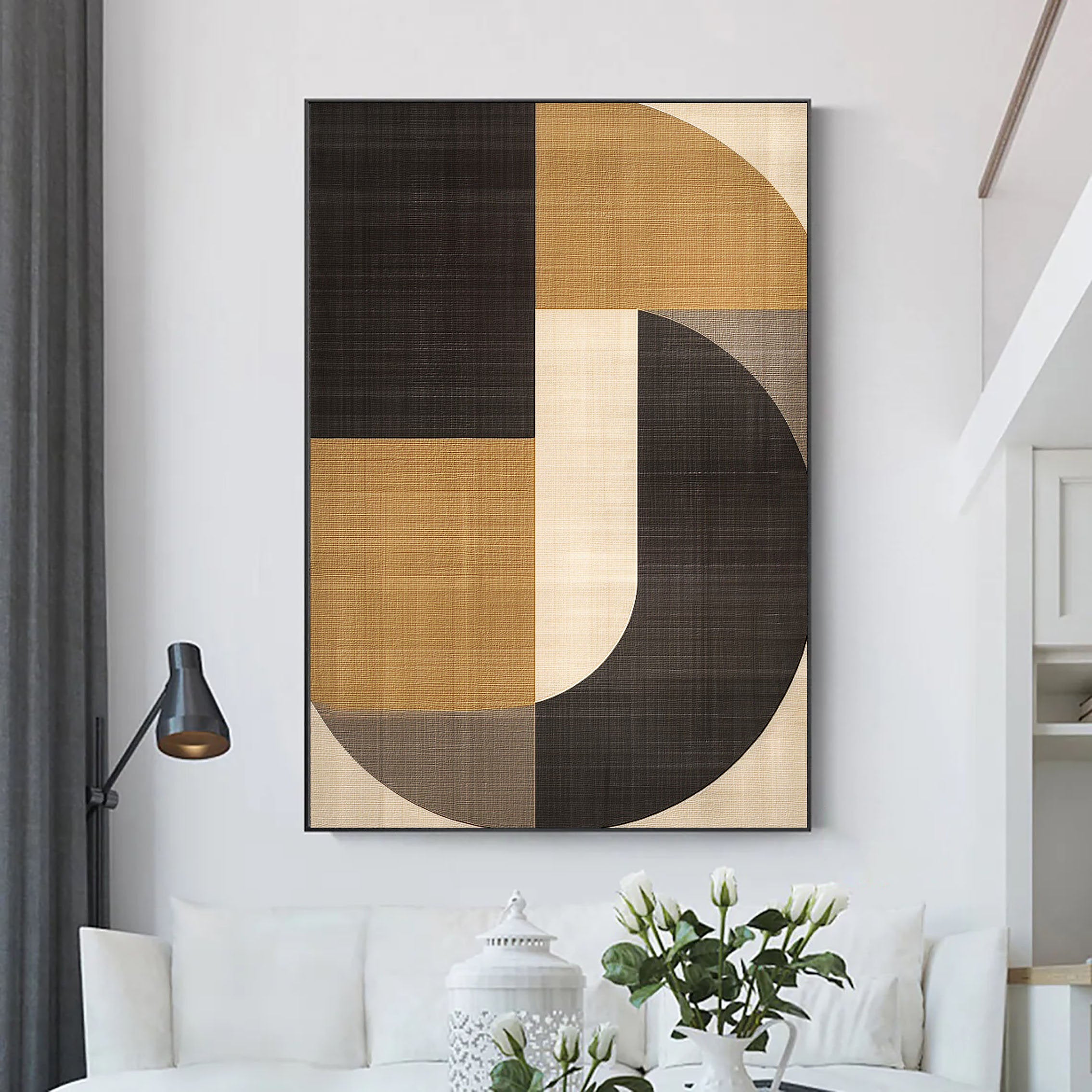 Beige & Brown Abstract Painting #LL 005