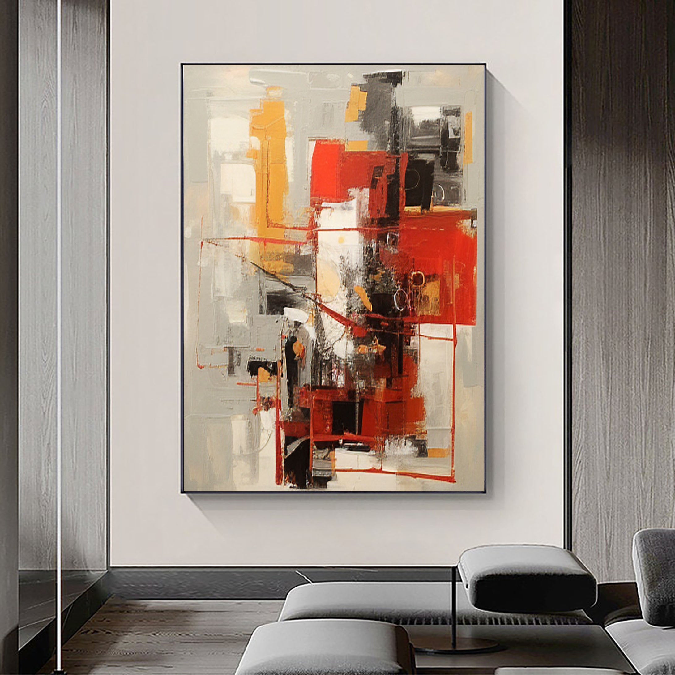 Beige & Brown Abstract Painting #LL 014