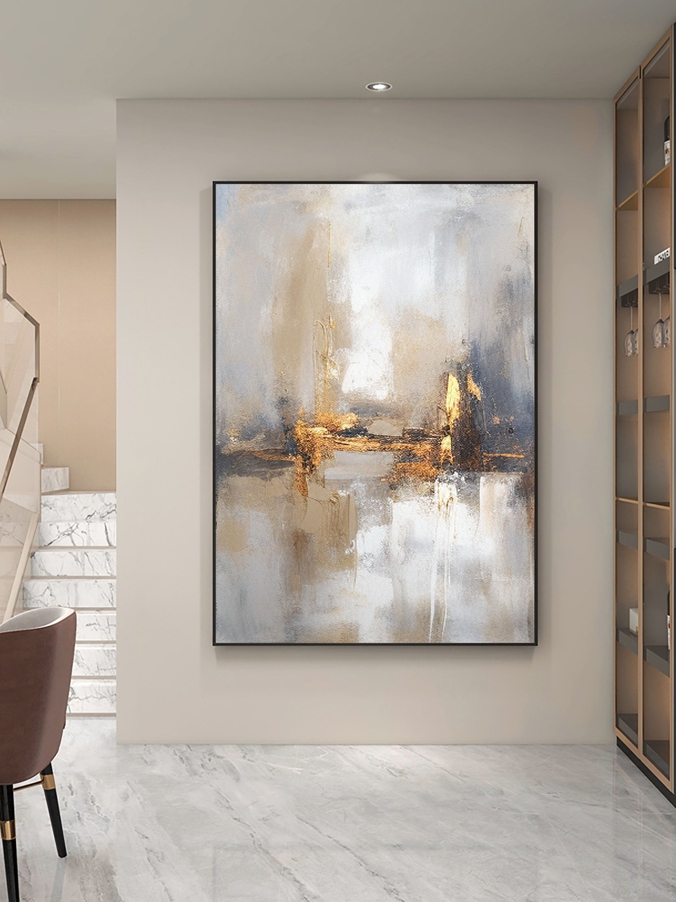 Beige & Brown Abstract Painting #LL 013