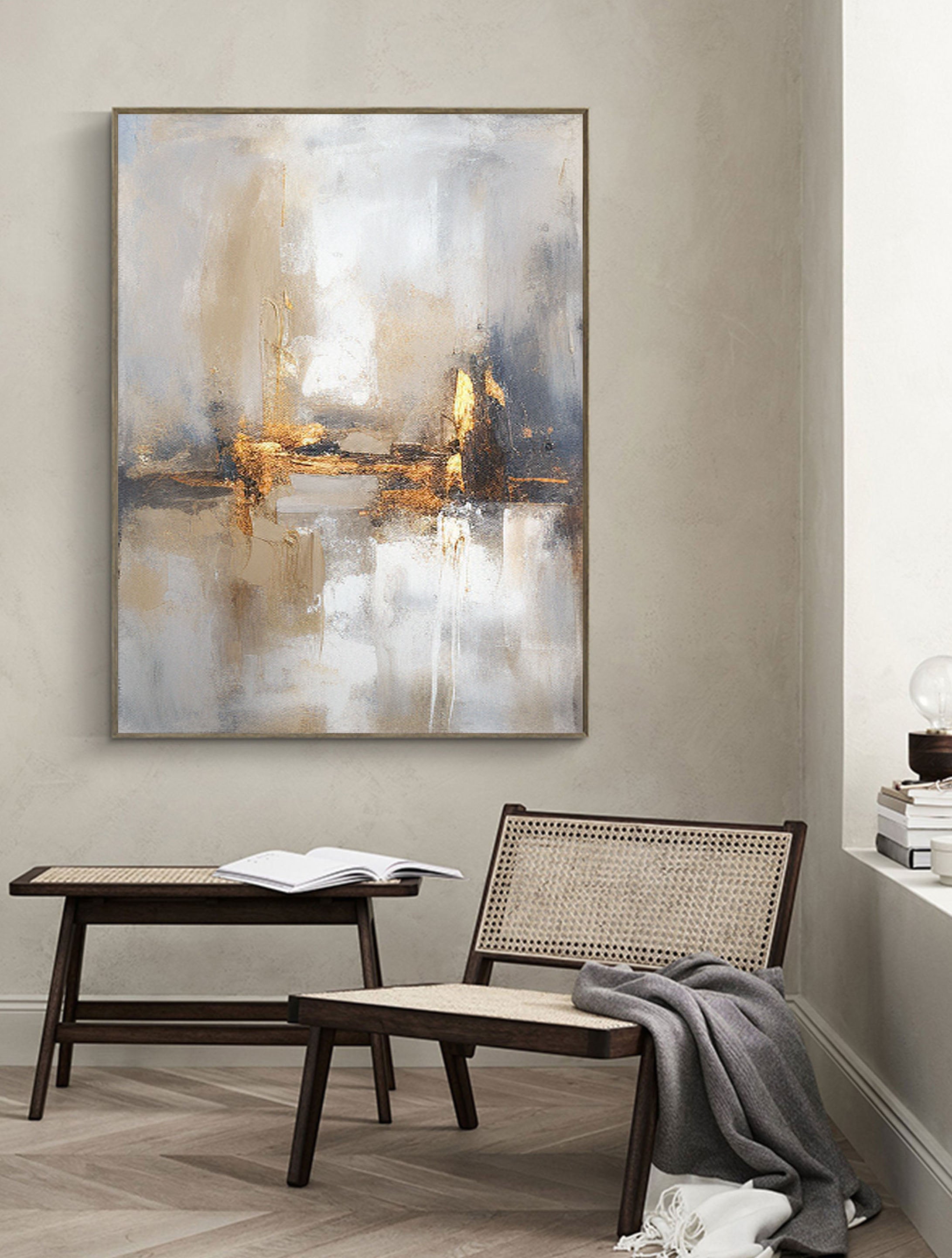 Beige & Brown Abstract Painting #LL 013