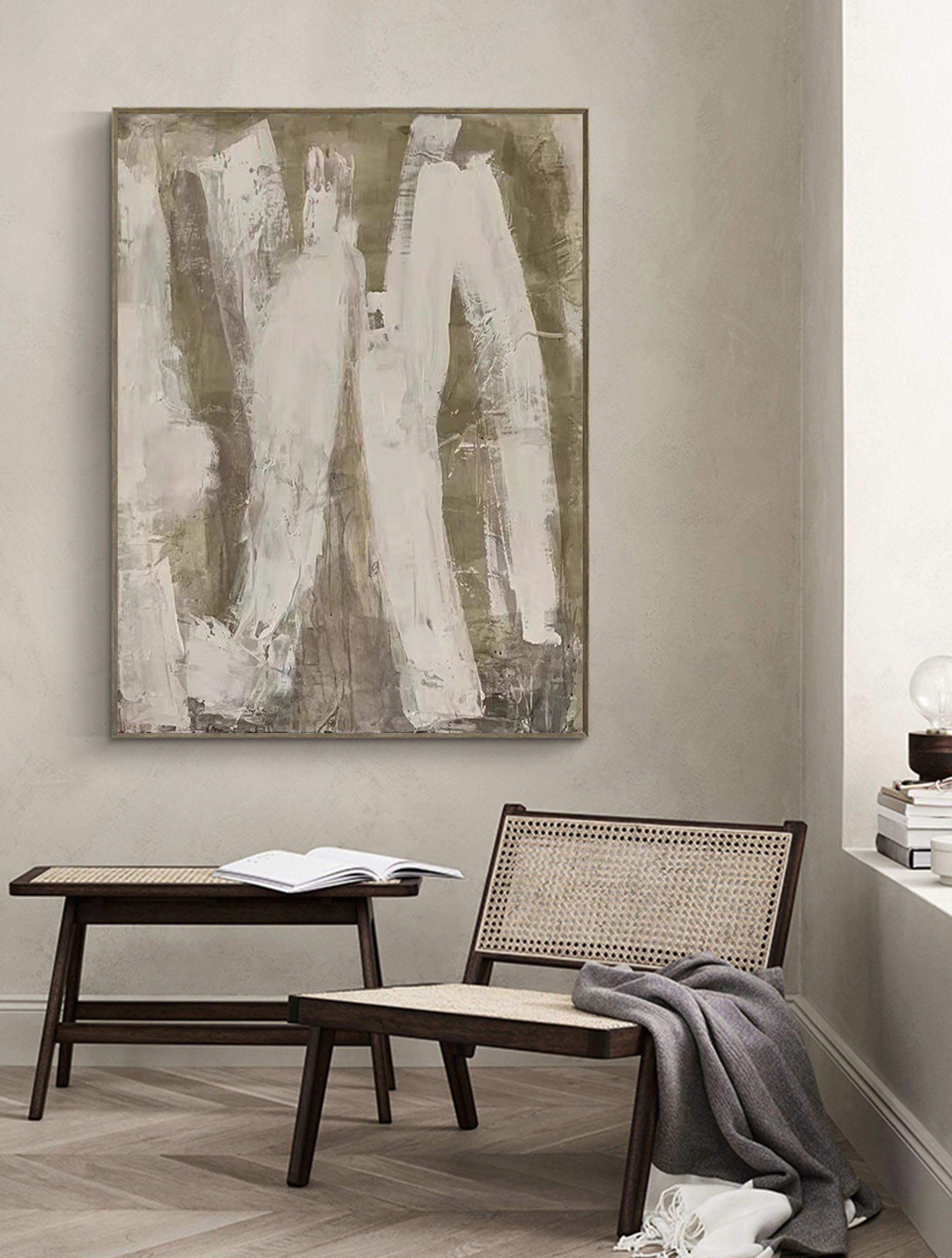 Beige & Brown Abstract Painting #LL 015