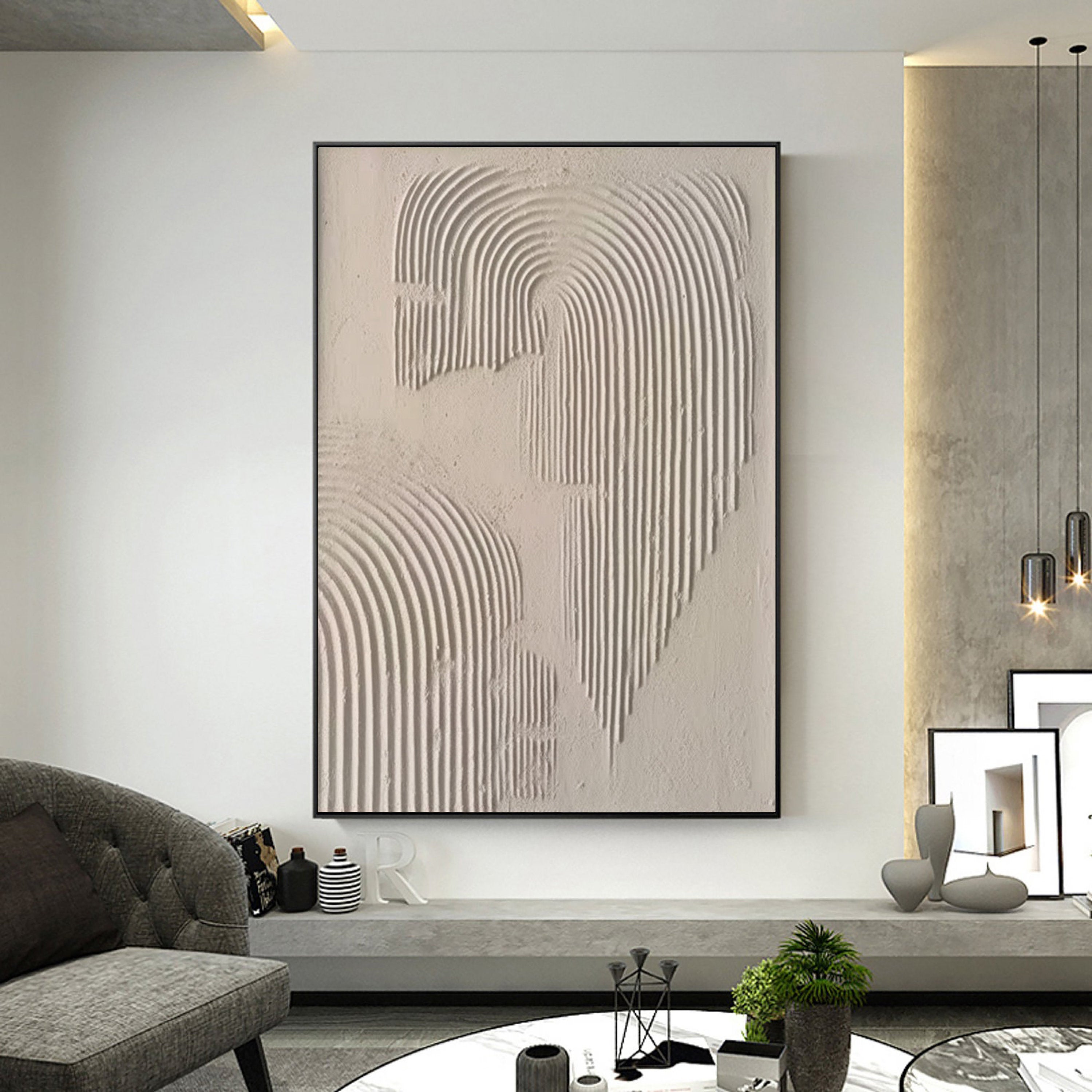 Beige & Brown Abstract Painting #LL 016