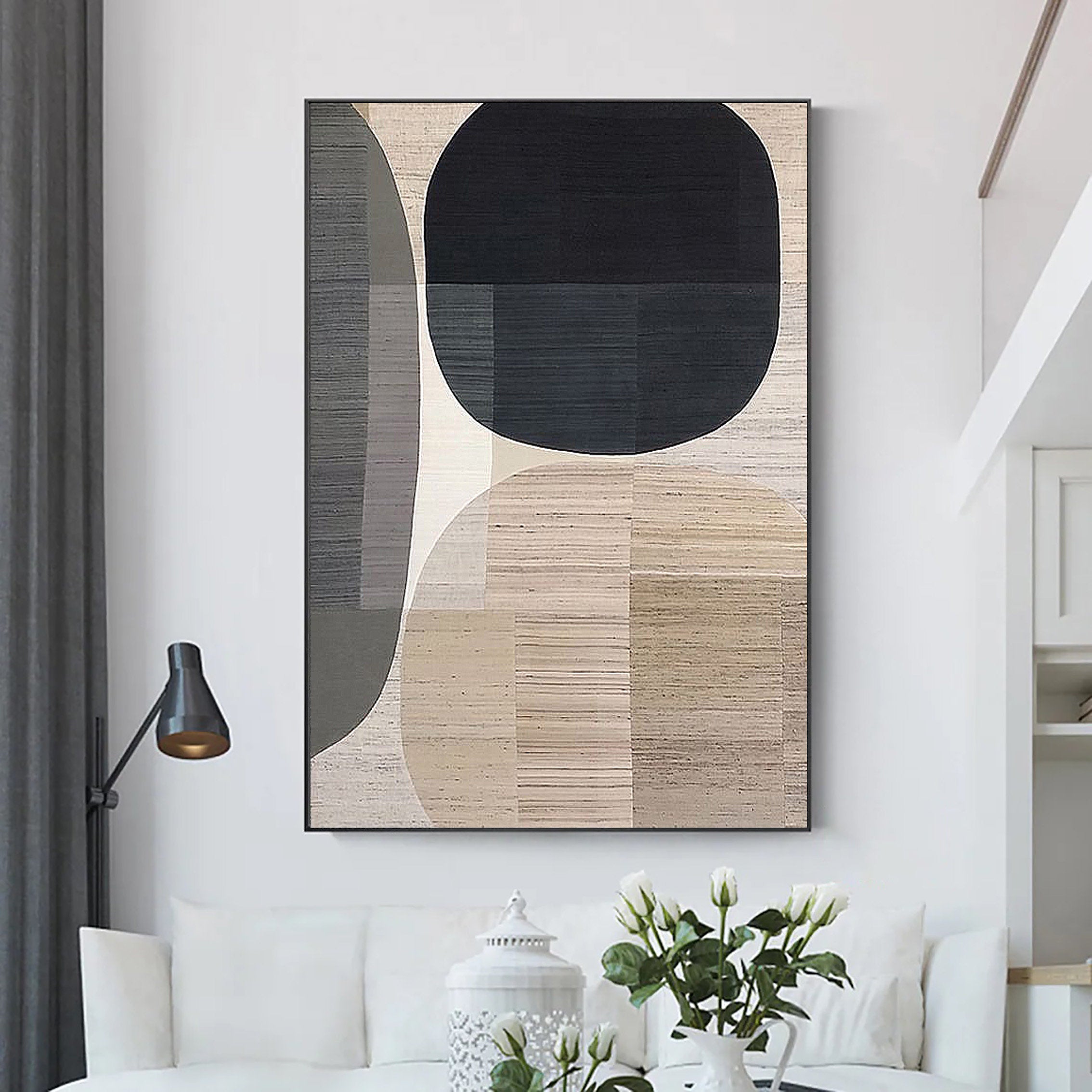 Beige & Brown Abstract Painting #LL 010