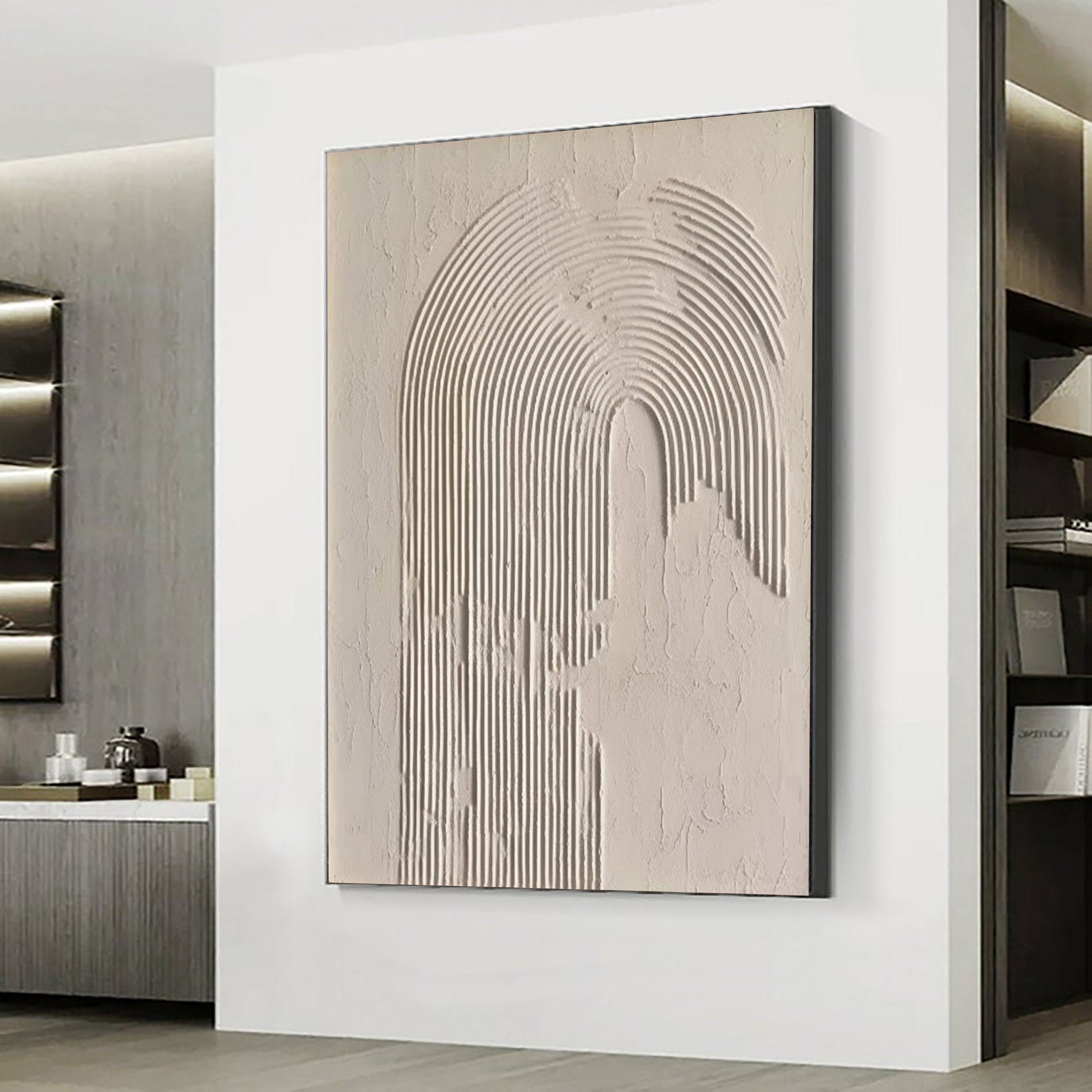 Beige & Brown Abstract Painting #LL 019