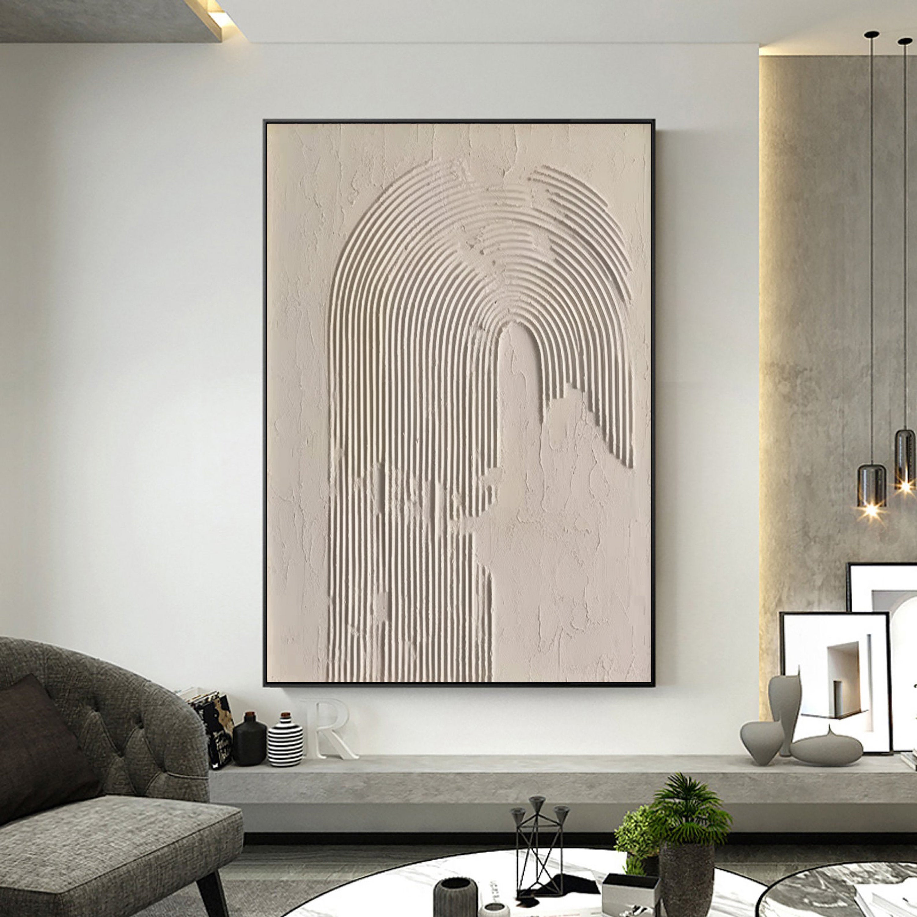 Beige & Brown Abstract Painting #LL 019