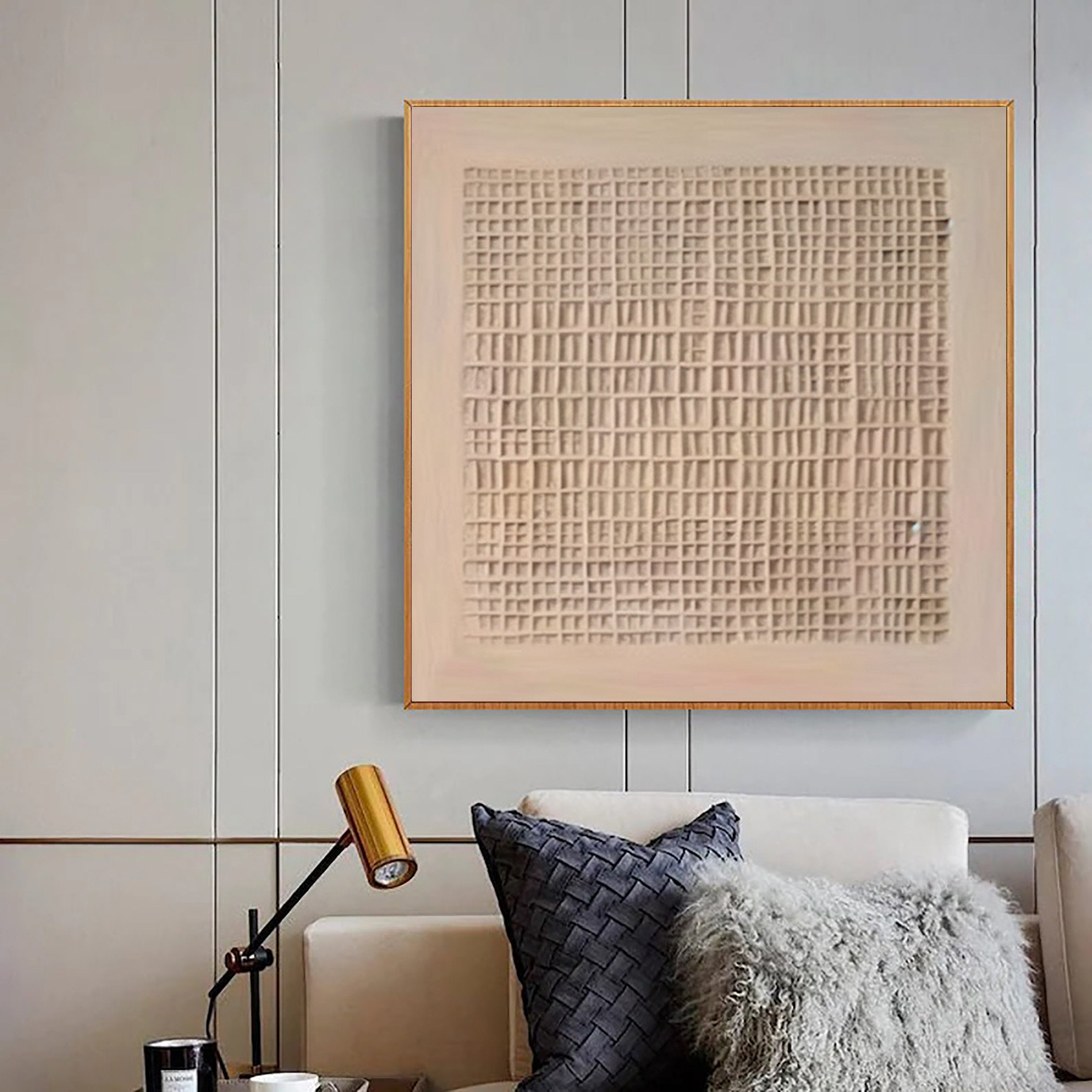 Beige & Brown Abstract Painting #LL 020