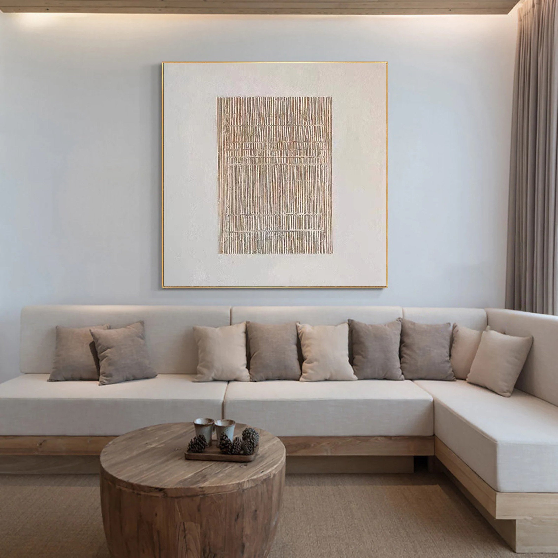 Beige & Brown Abstract Painting #LL 023