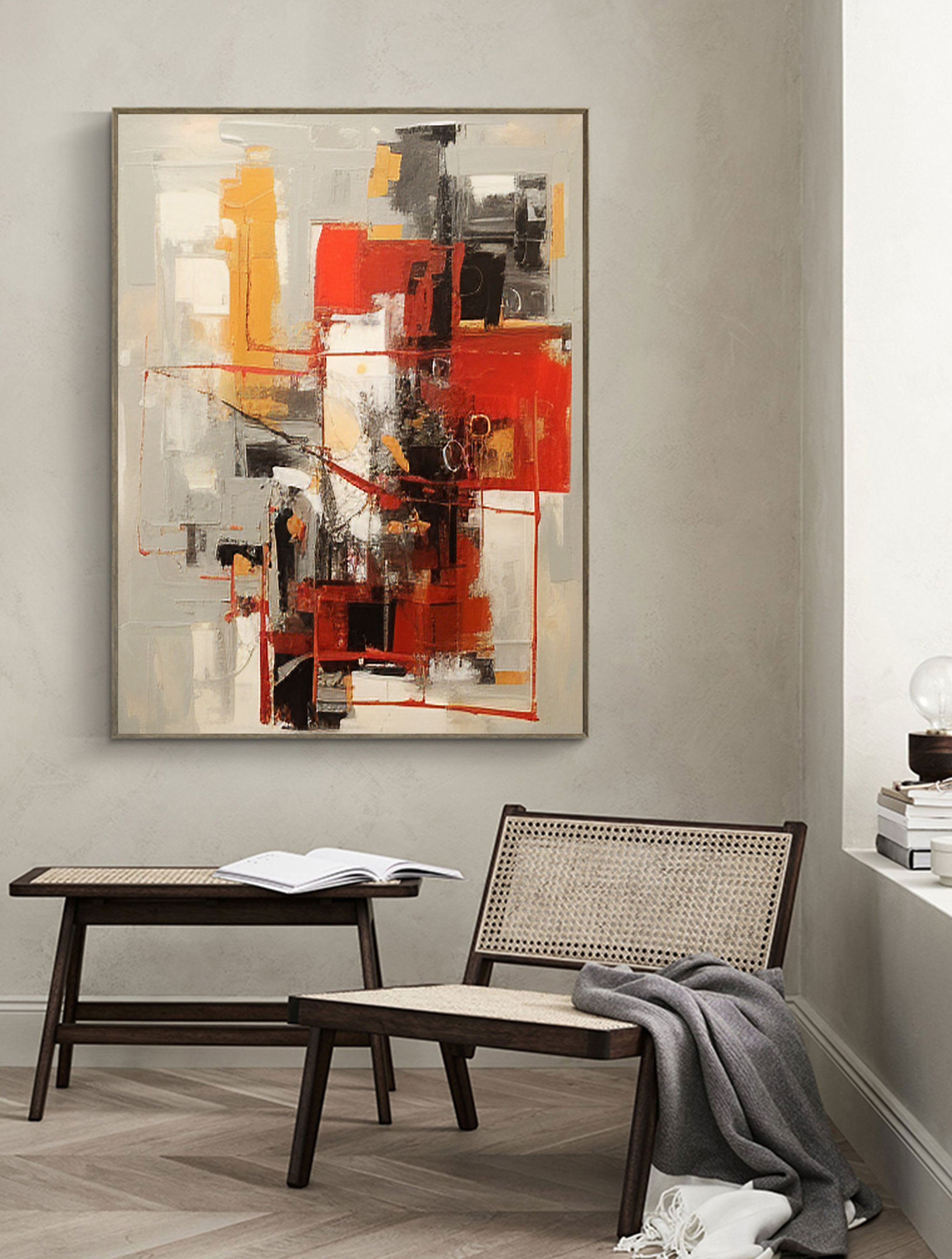 Beige & Brown Abstract Painting #LL 014