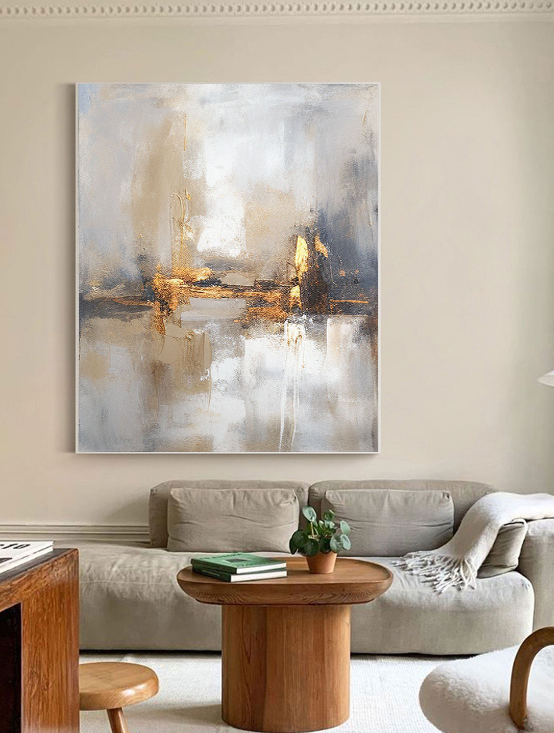 Beige & Brown Abstract Painting #LL 013