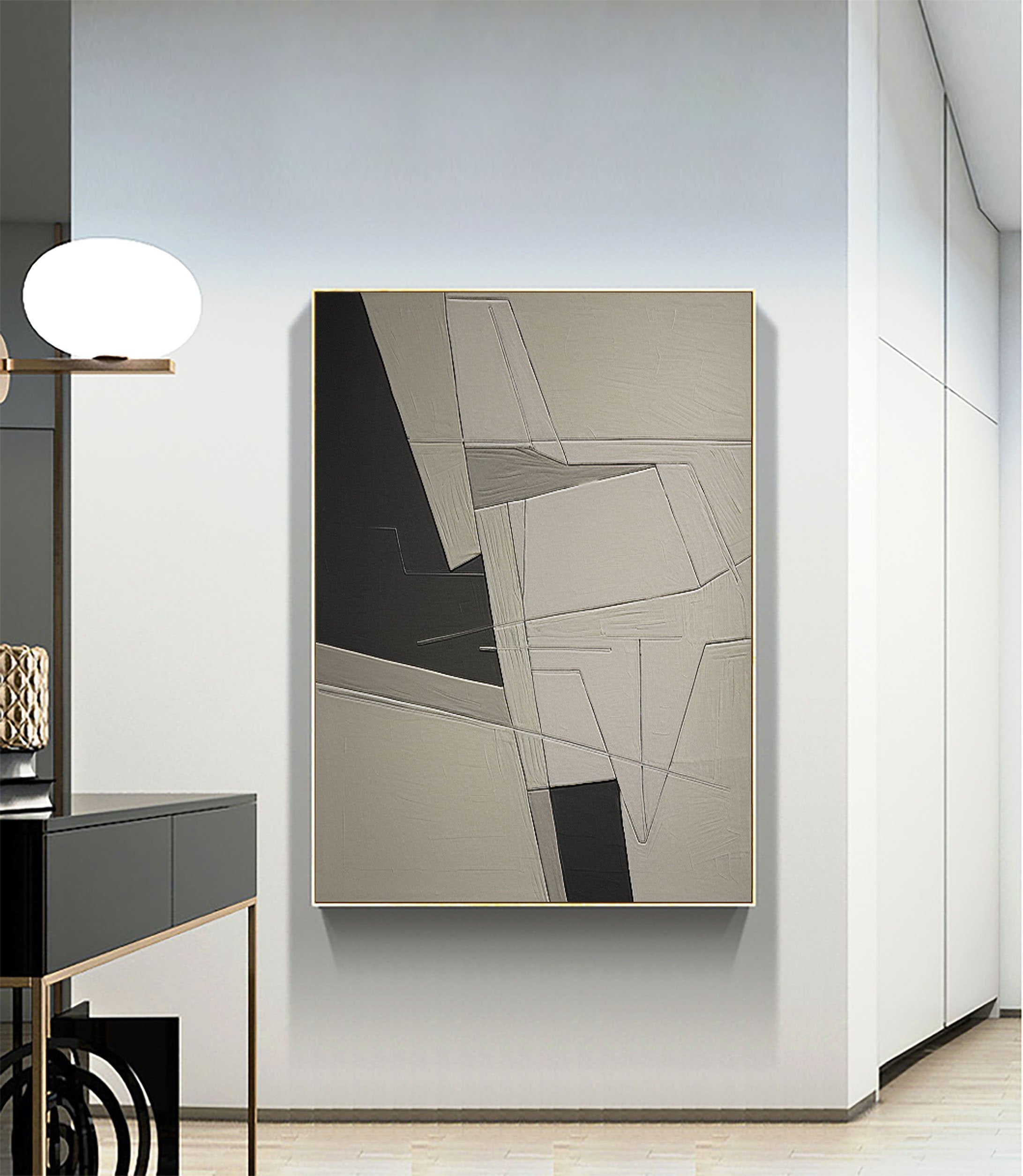 Beige & Brown Abstract Painting #LL 030