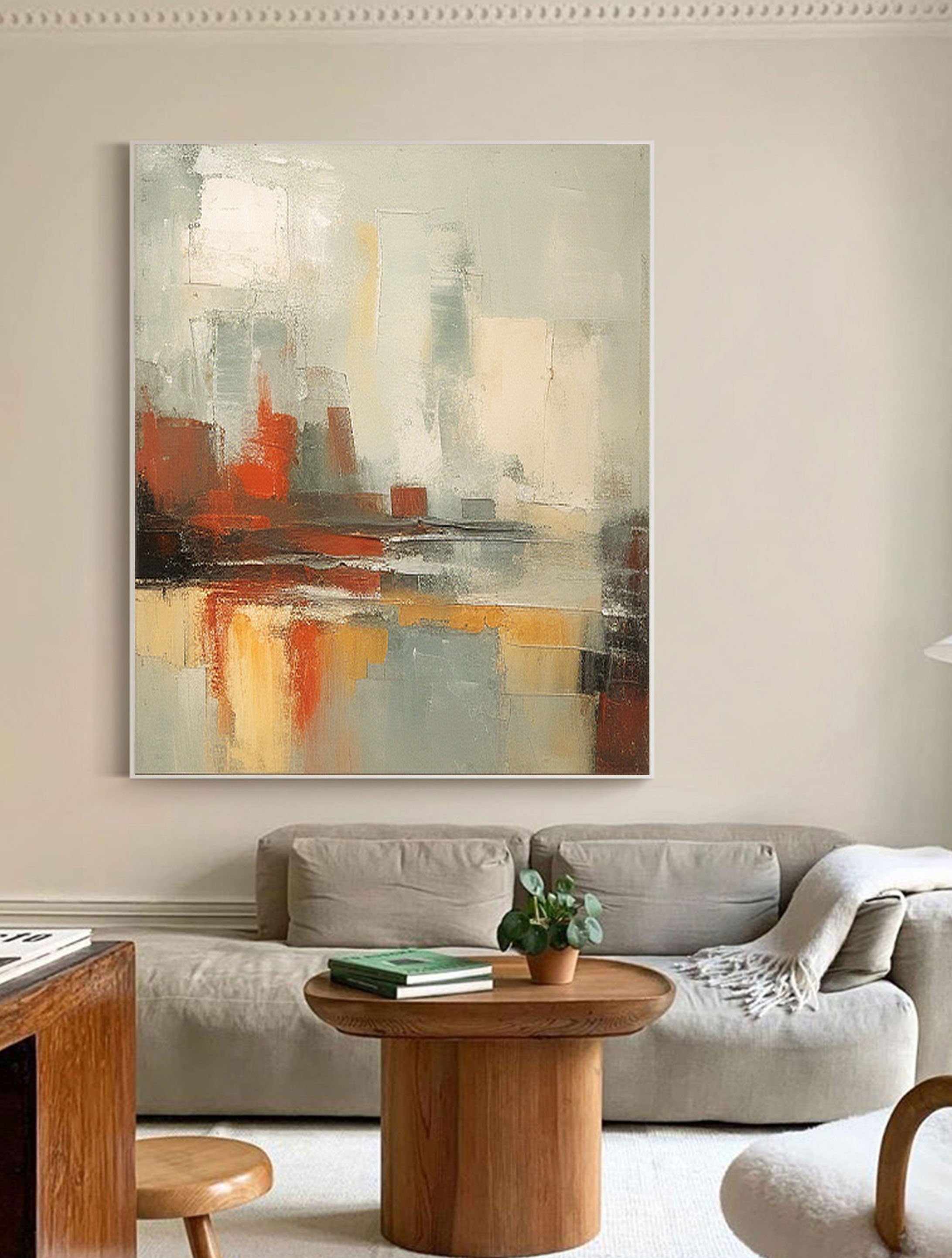 Beige & Brown Abstract Painting #CXA 009