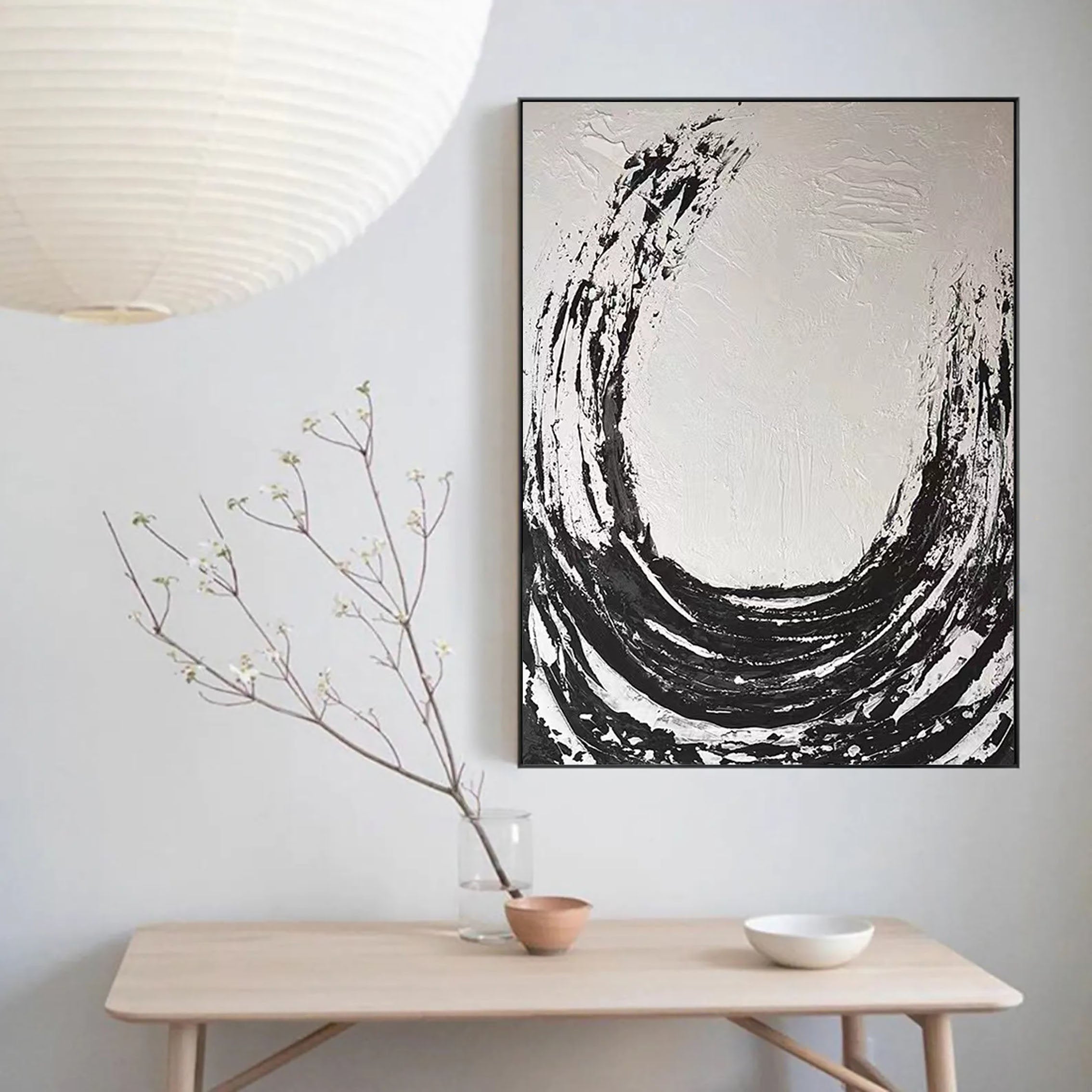 Black & White Abstract Painting #LL 008
