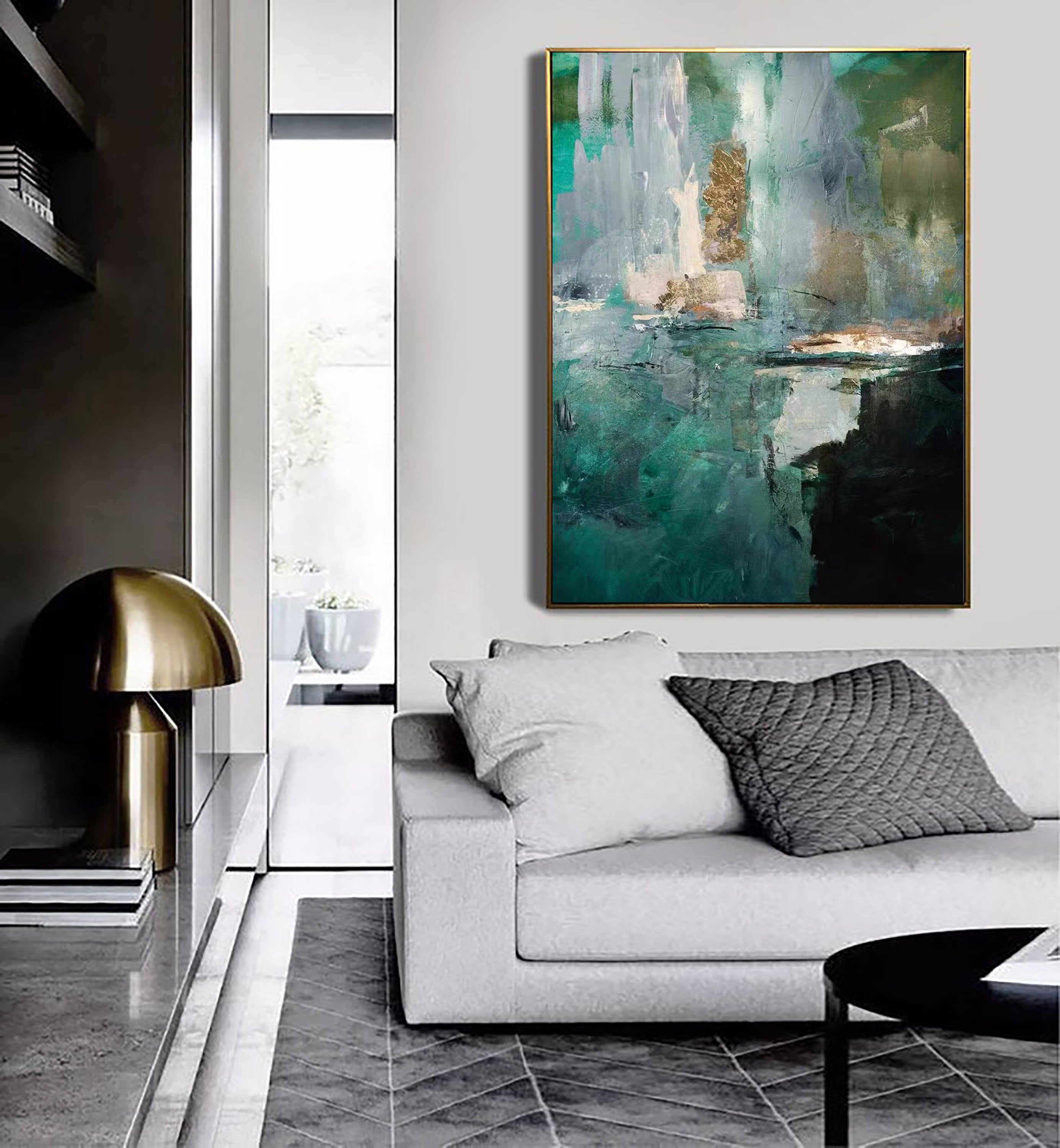 Blue & Green Abstract Painting #LL 008