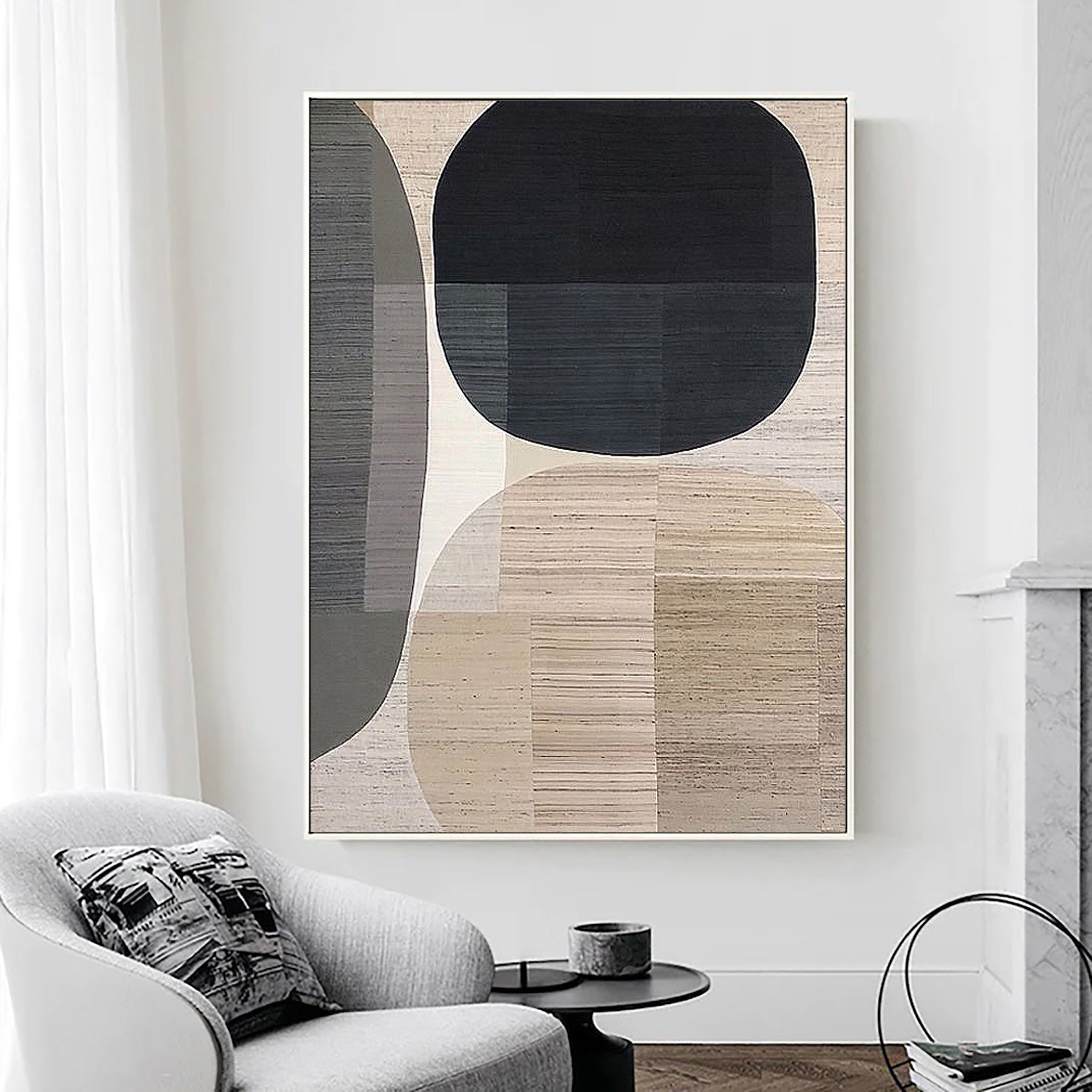 Beige & Brown Abstract Painting #LL 010