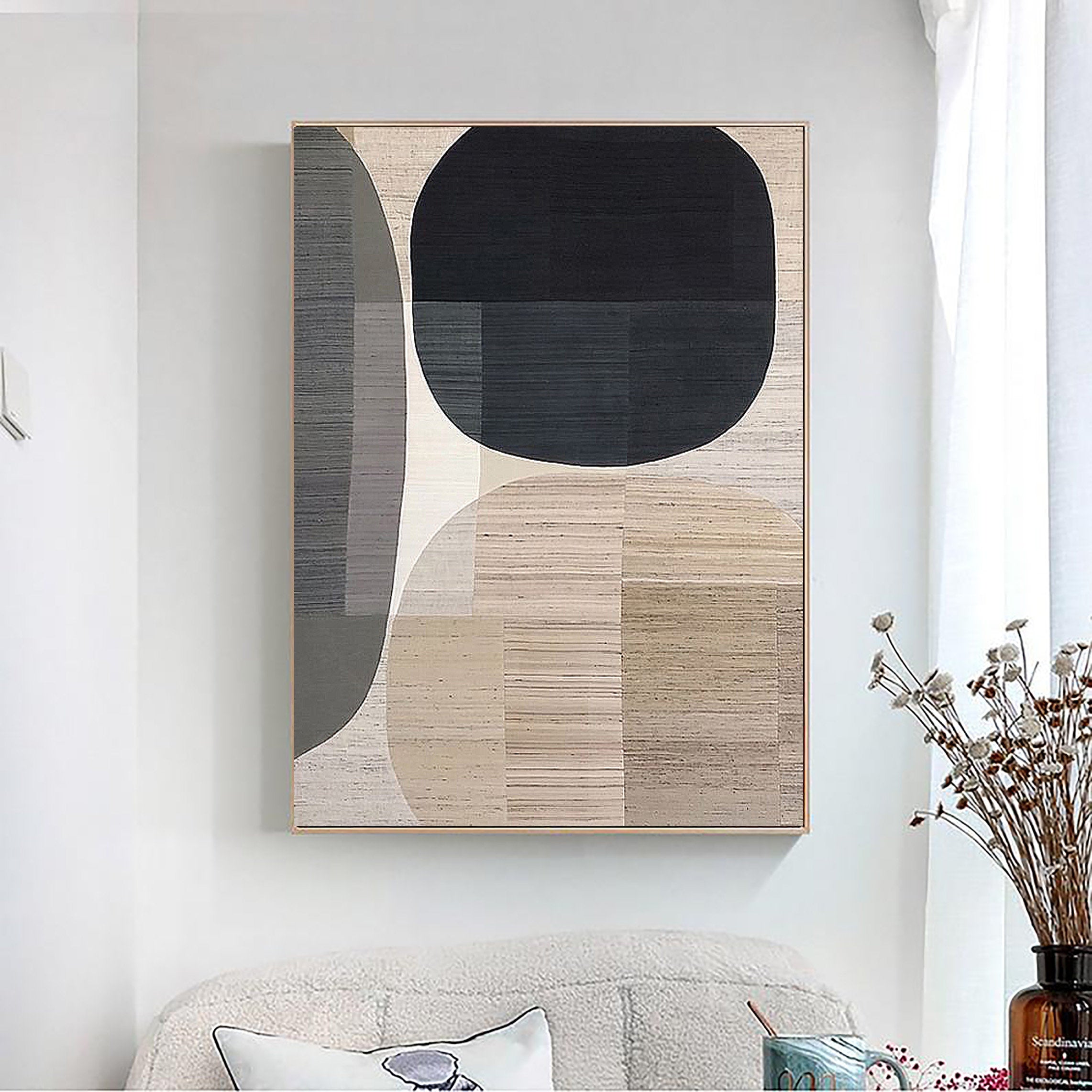 Beige & Brown Abstract Painting #LL 010