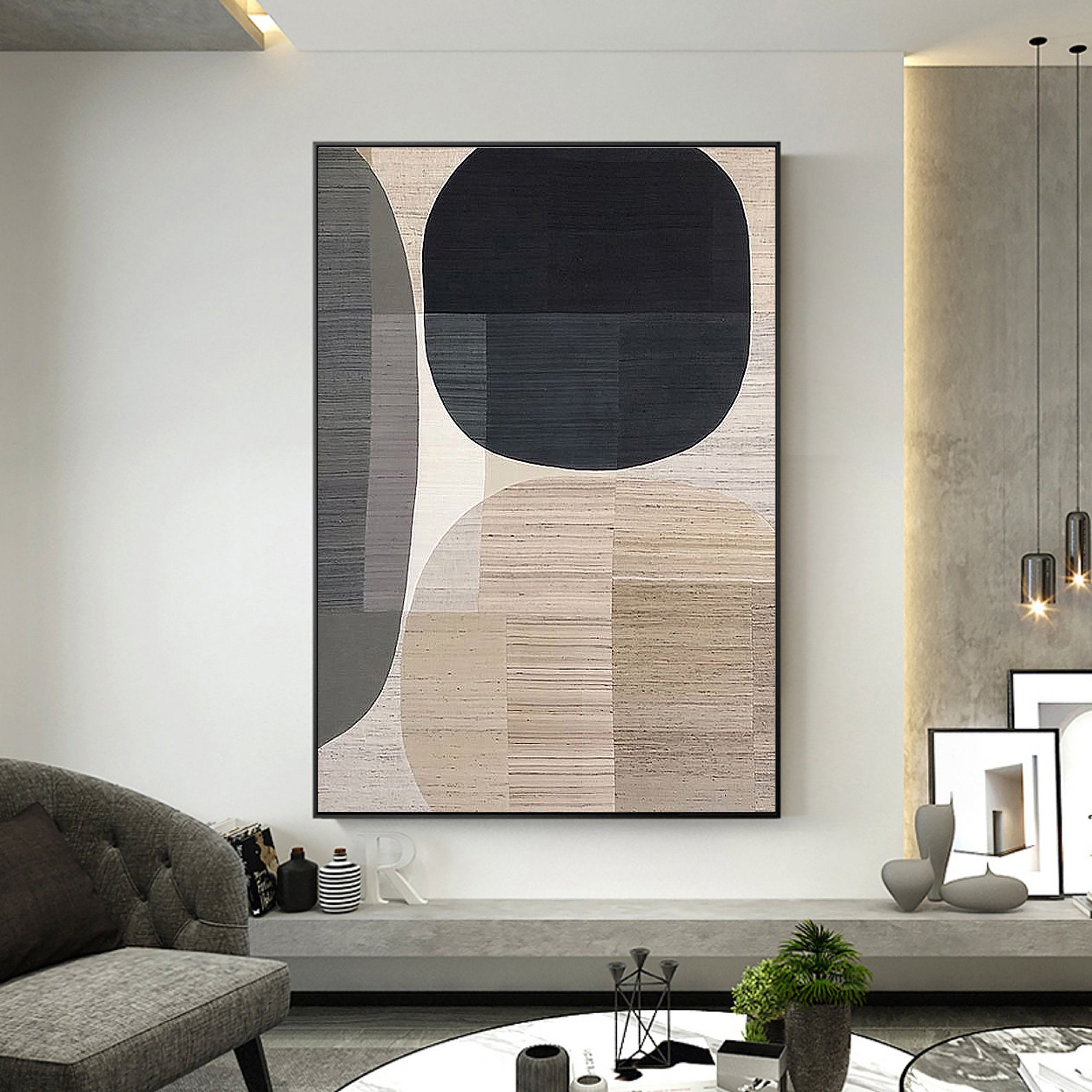 Beige & Brown Abstract Painting #LL 010