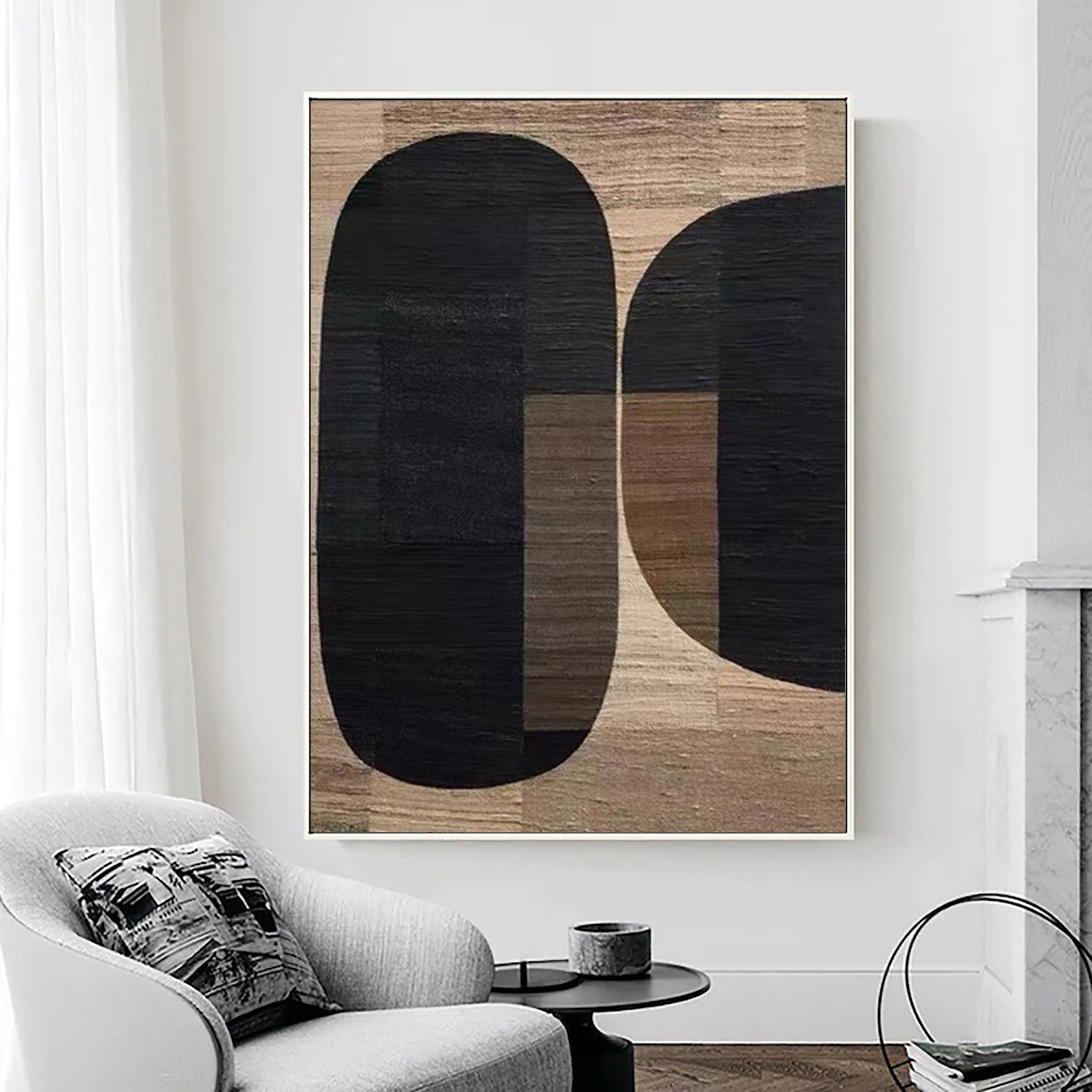Beige & Brown Abstract Painting #LL 012