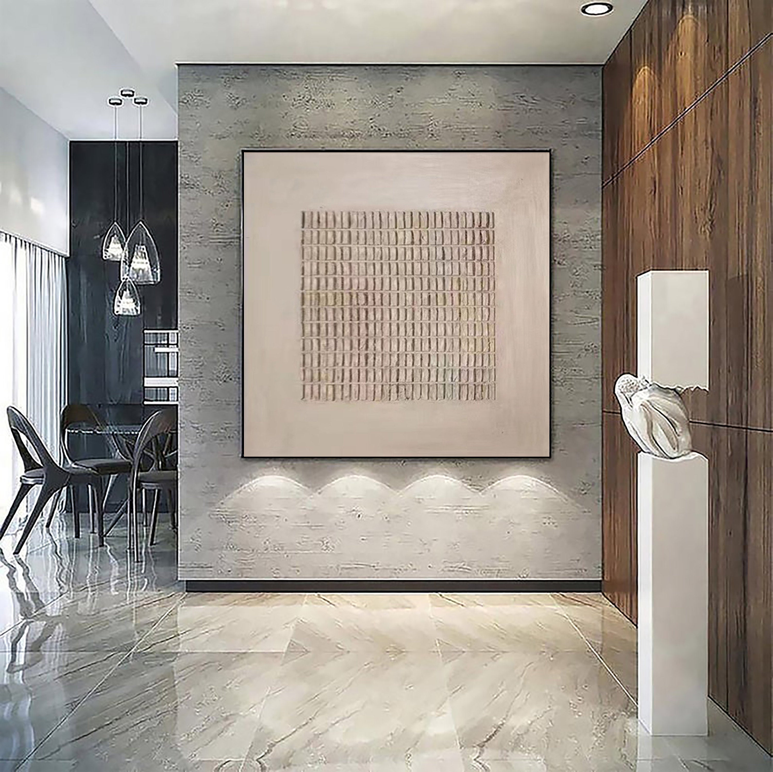 Beige & Brown Abstract Painting #LL 024