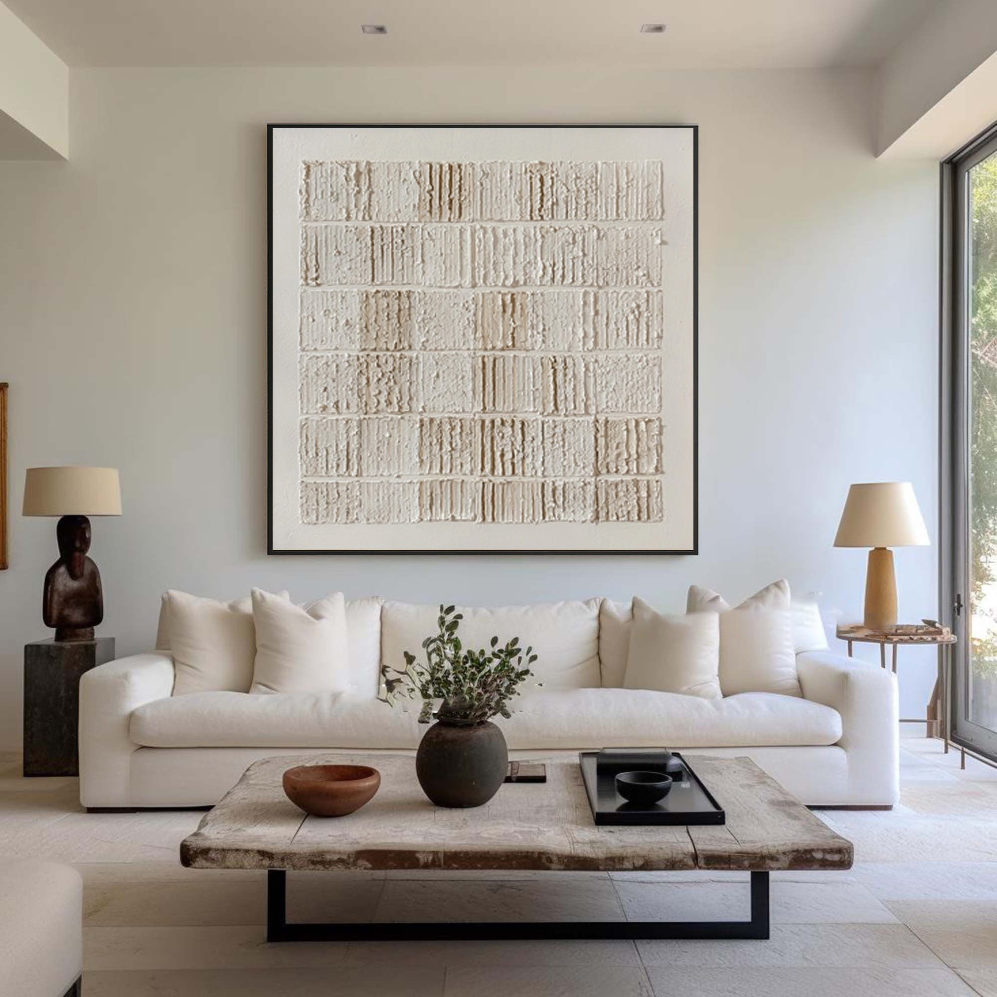 Textured Block Art Square Neutral Wall Decor #WG 054