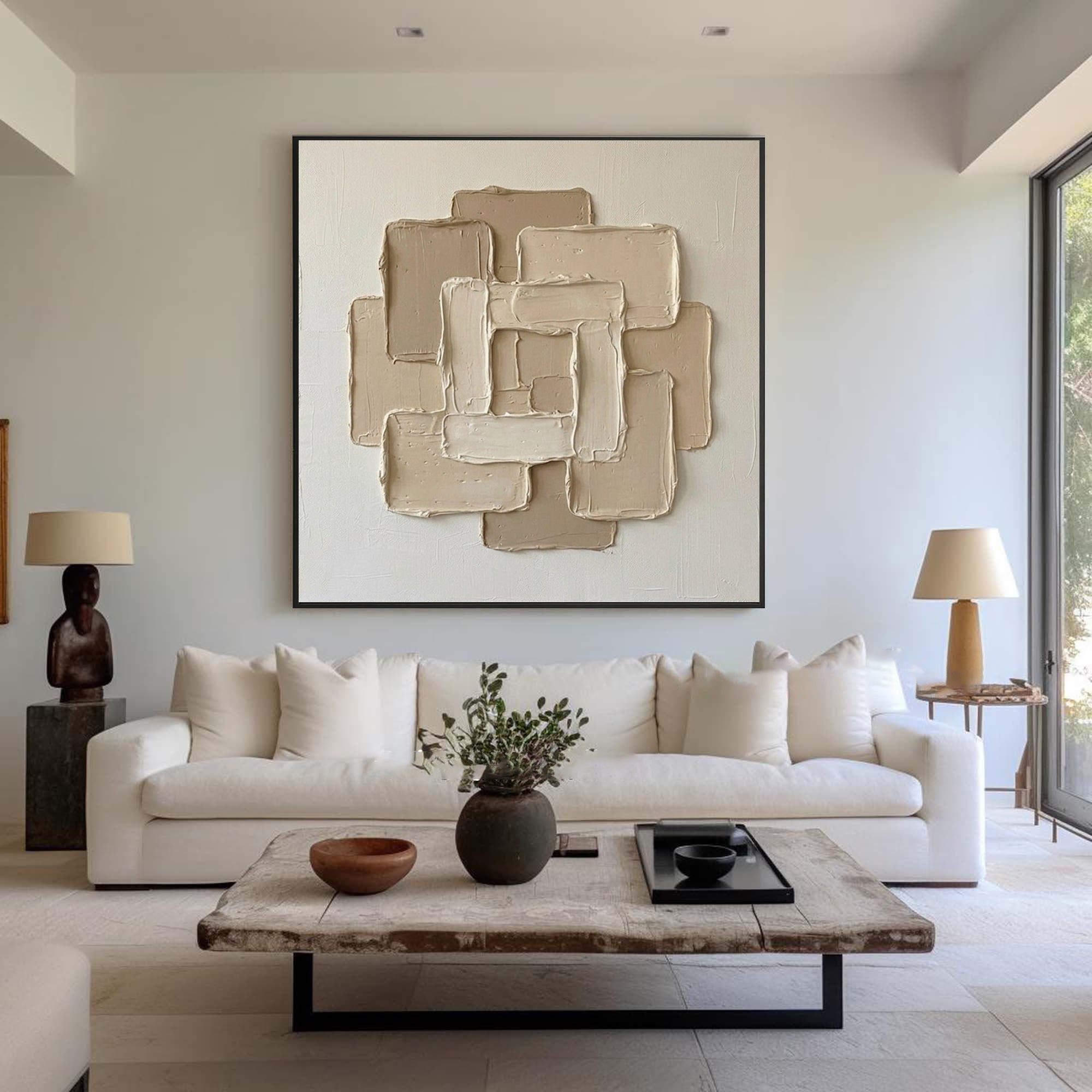 Large Harmony Texture Oil Painting for Luxury Minimalist Interiors
