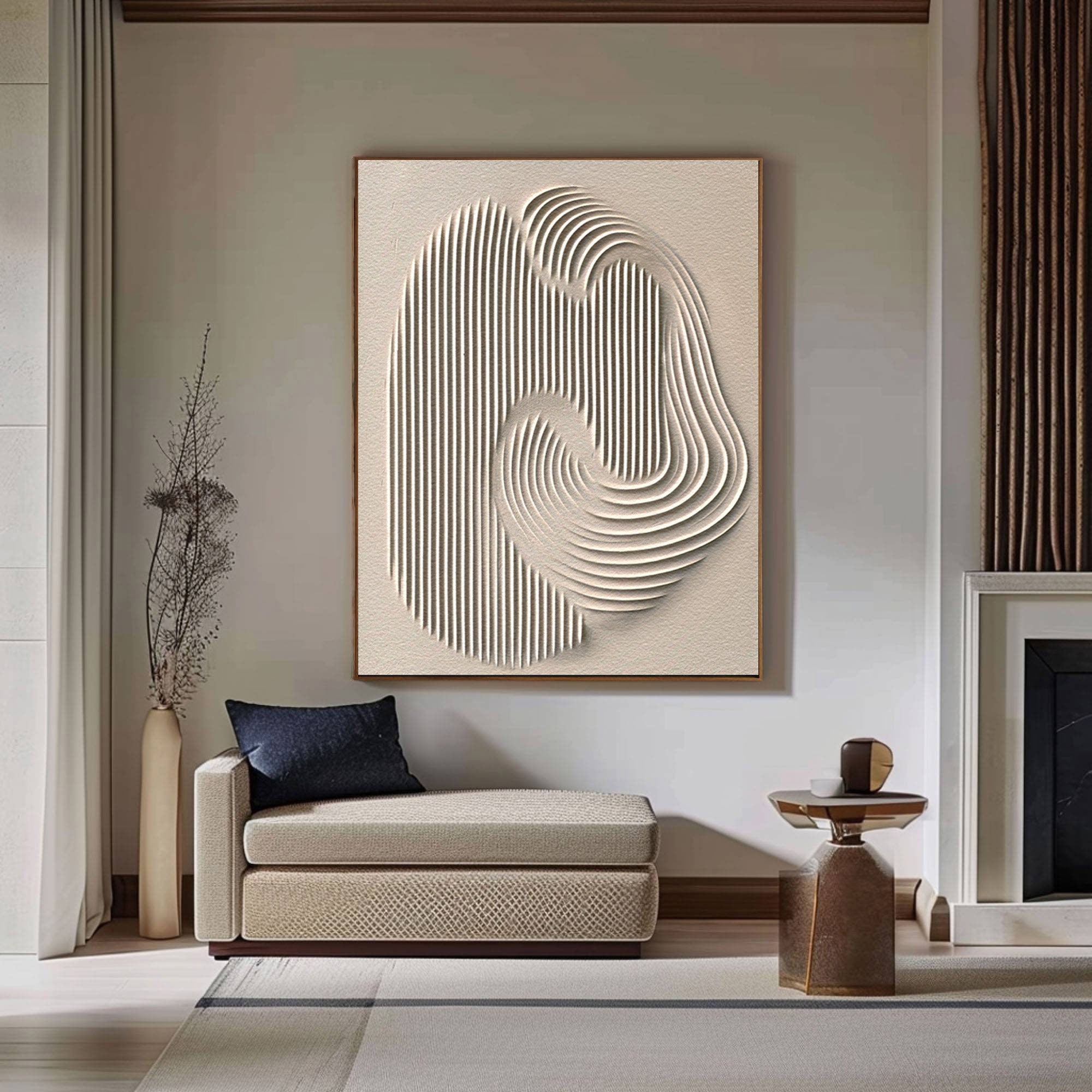 Contemporary Abstract Wall Art - Minimalist White Canvas for Home #OS 084