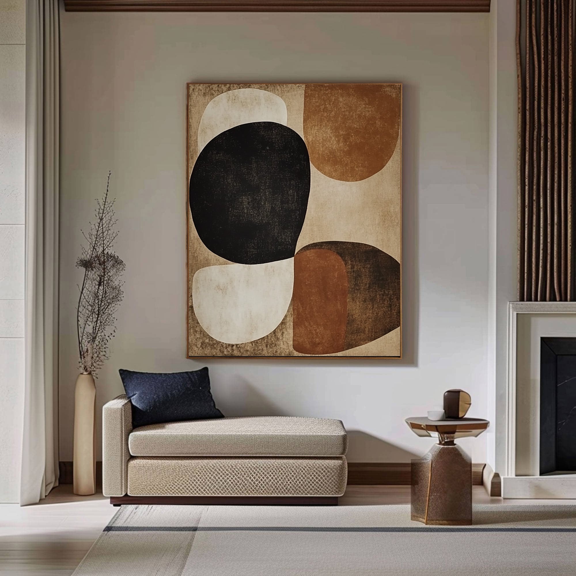 Mid-Century Abstract Painting with Earthy Organic Shapes #BBA 022