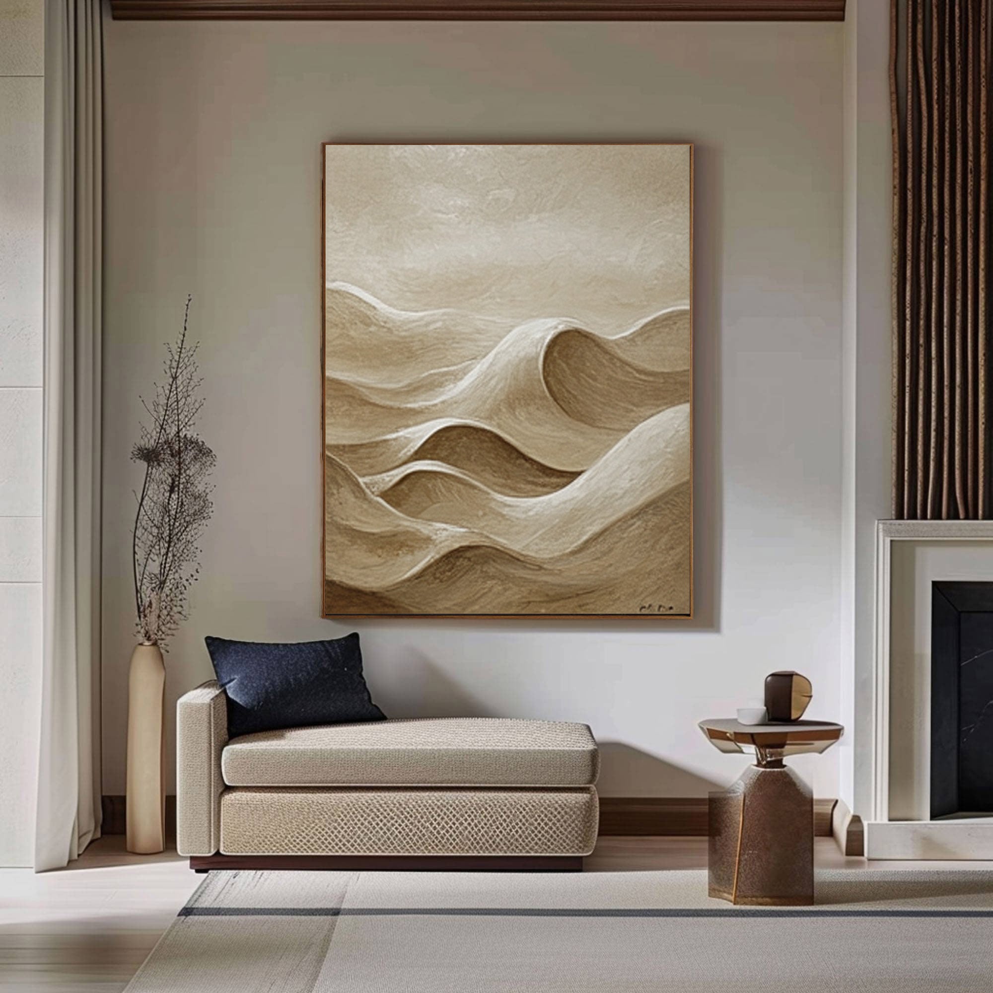 Abstract Mountain Wall Art - Neutral Minimalist Canvas for Home Decor #OS 086