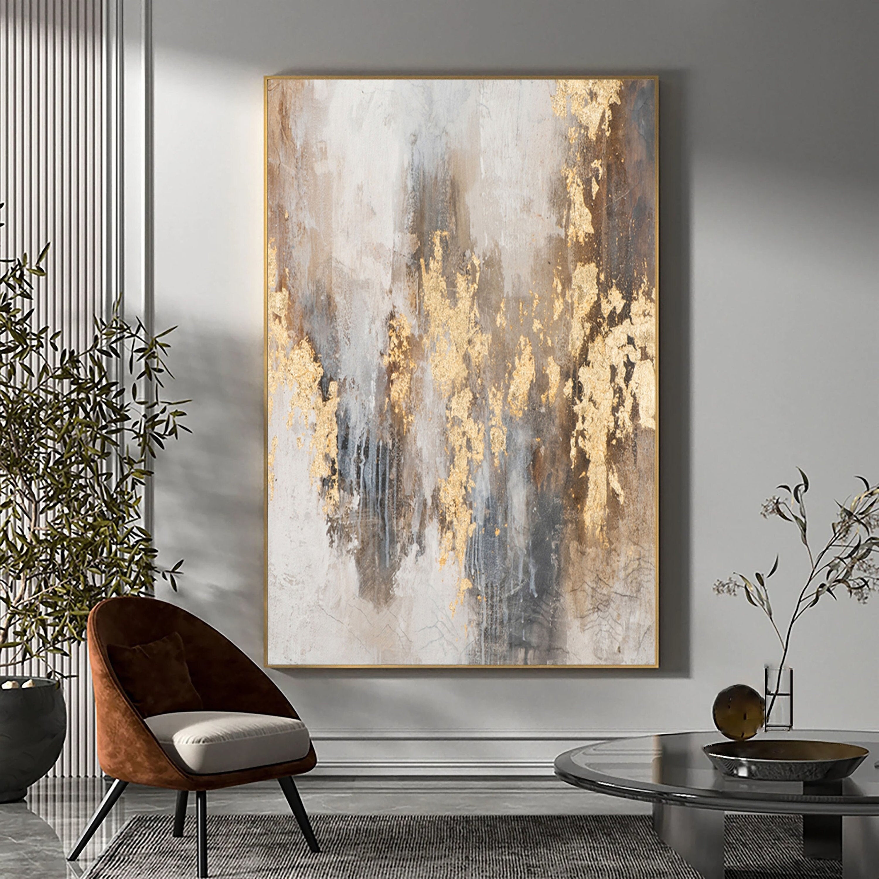 Beige & Brown Abstract Painting #BBA 007