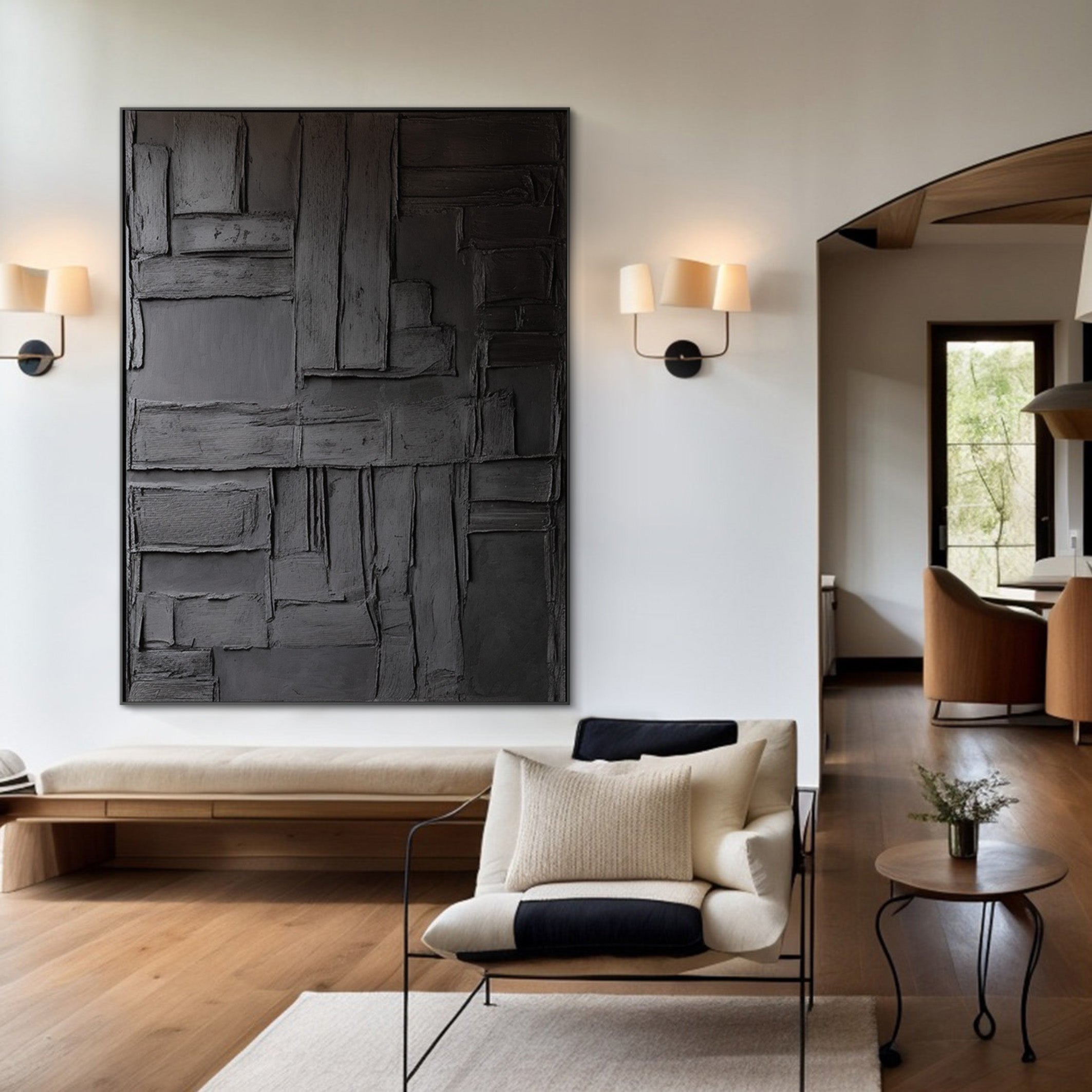Contemporary Black Wall Art, Layered Geometric Design #BGA 147