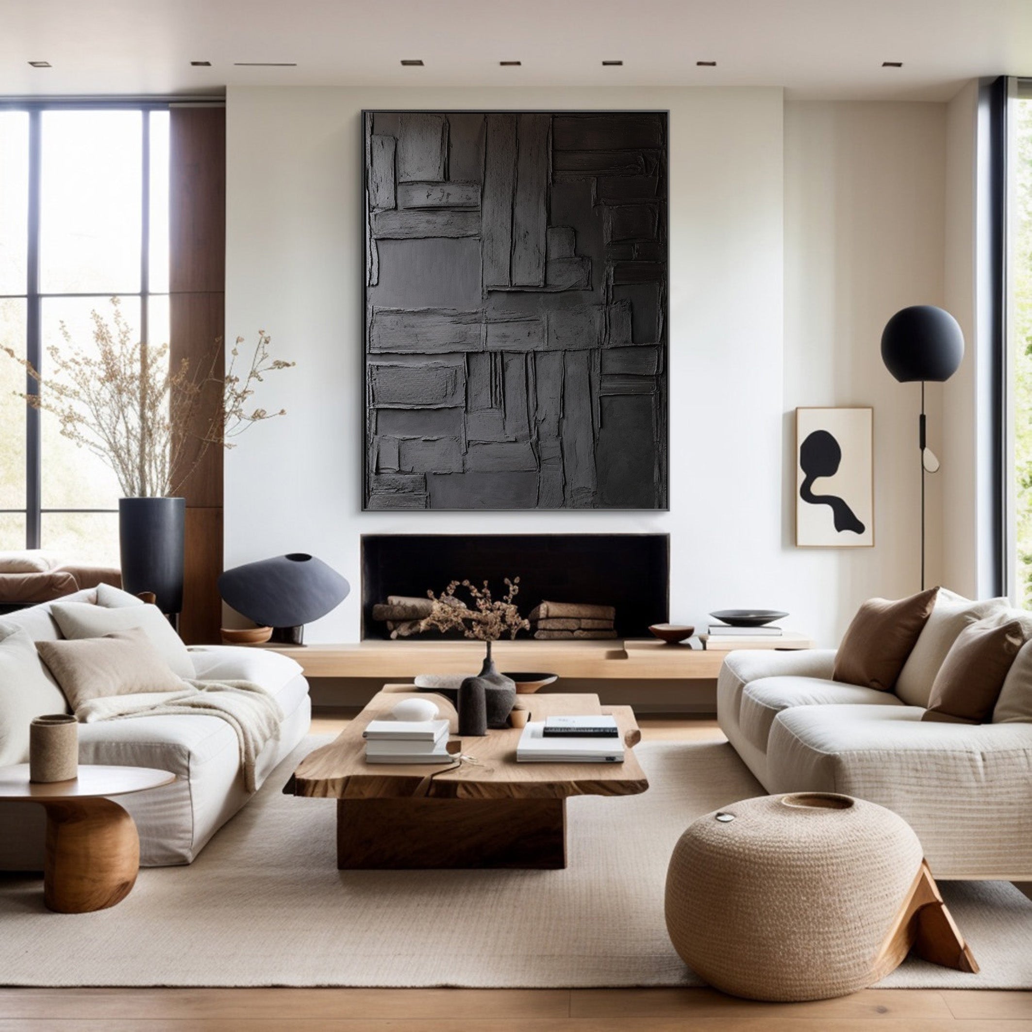 Contemporary Black Wall Art, Layered Geometric Design #BGA 147
