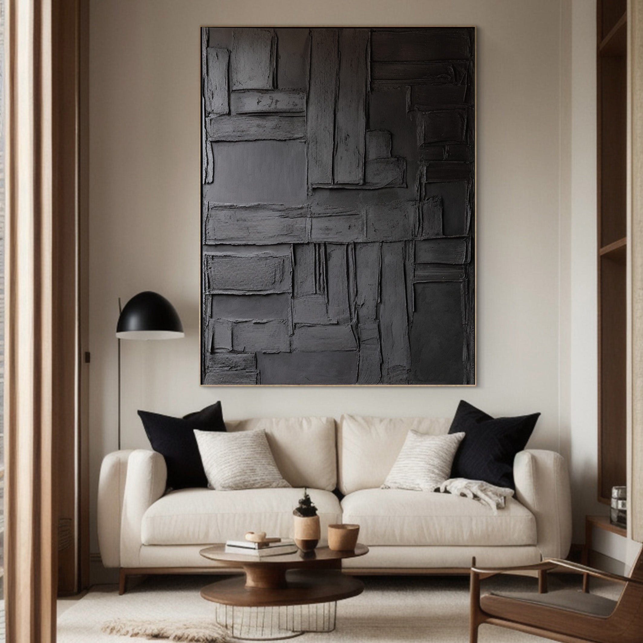Contemporary Black Wall Art, Layered Geometric Design #BGA 147