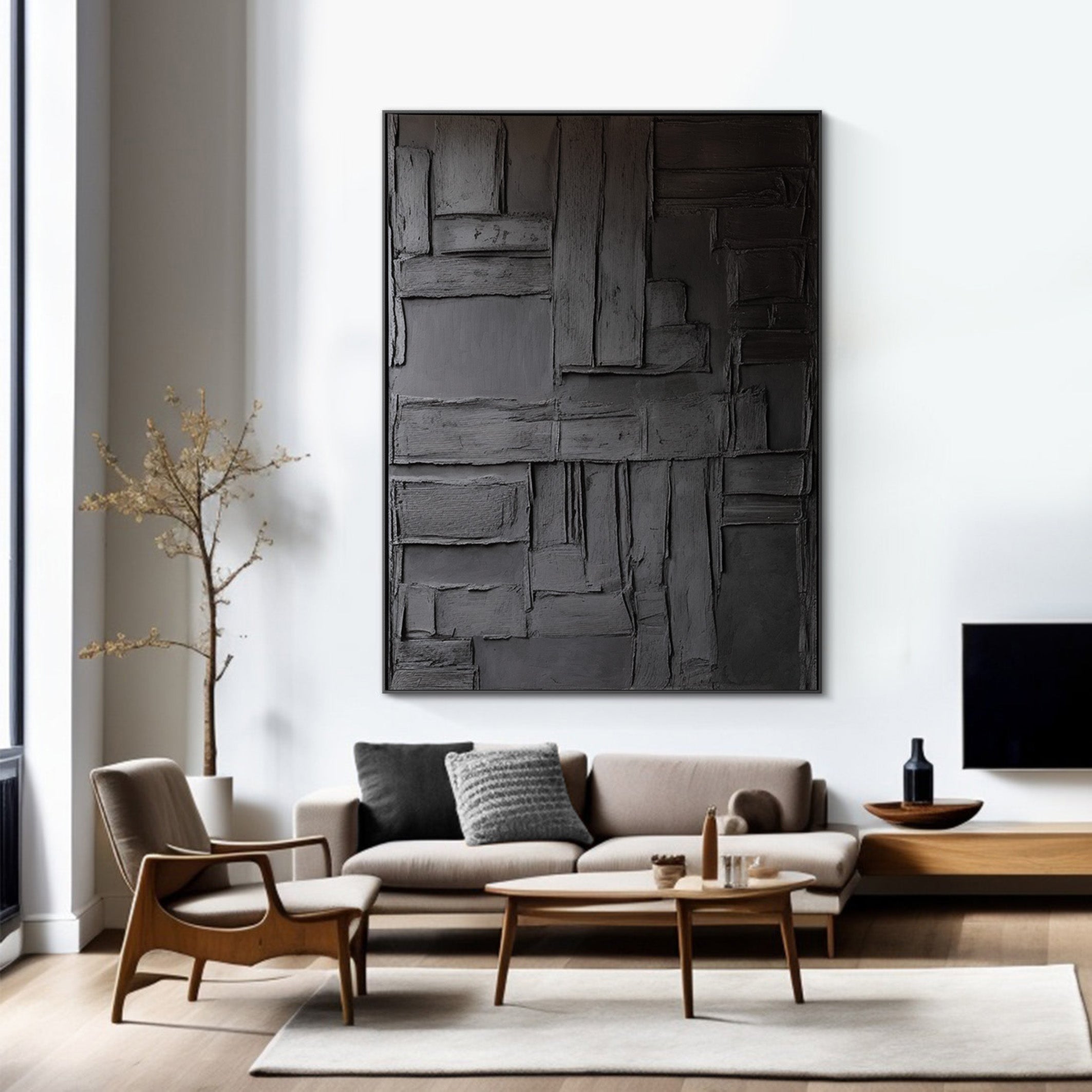 Contemporary Black Wall Art, Layered Geometric Design #BGA 147