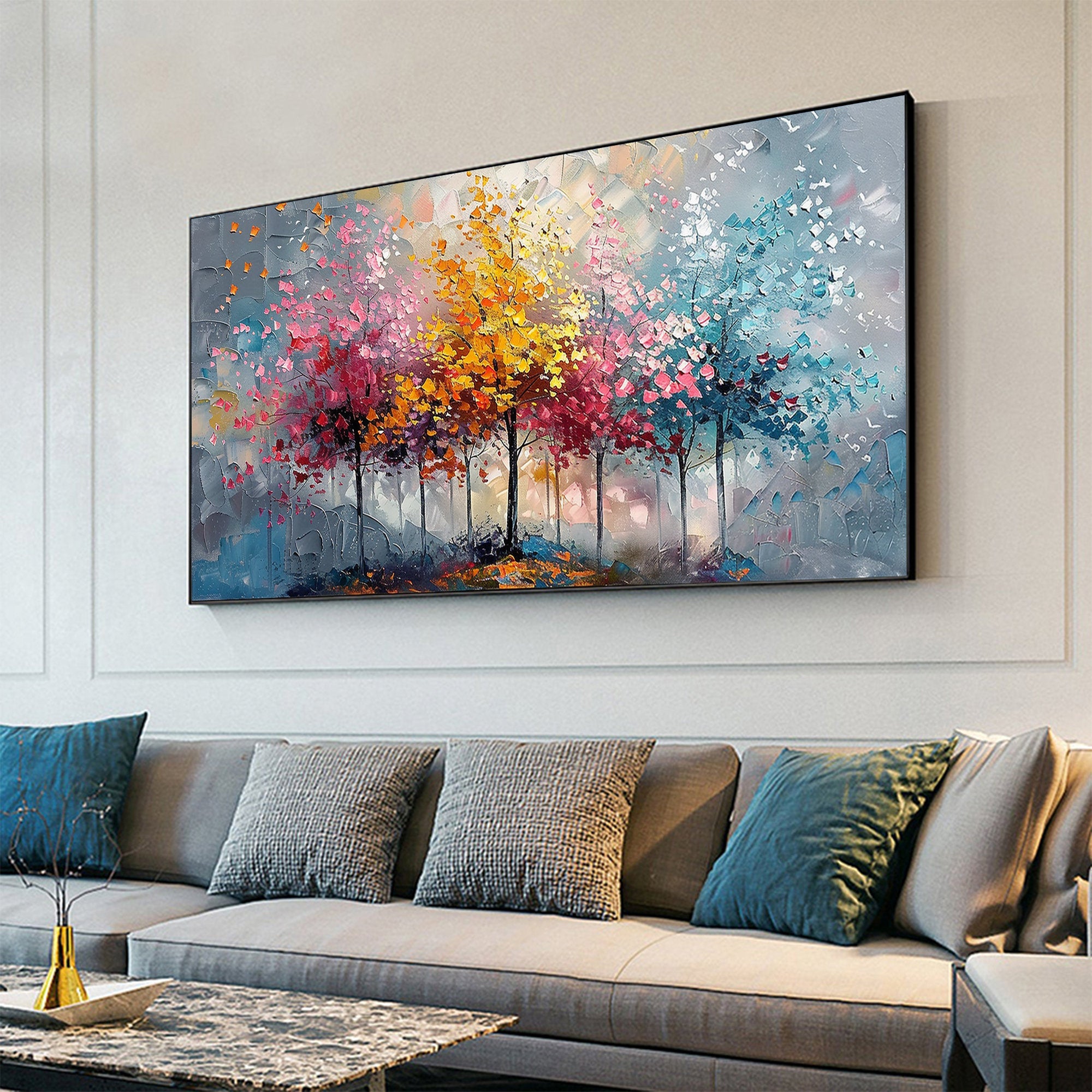 Large Colorful Tree Abstract Wall Art for Home Decor #FT 010