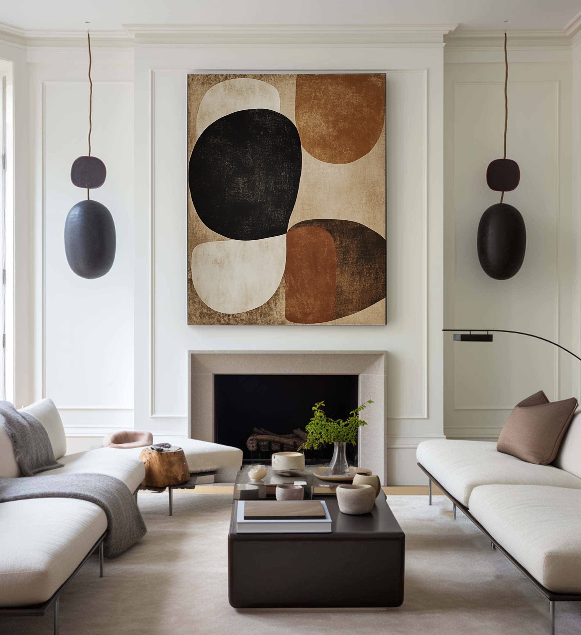 Mid-Century Abstract Painting with Earthy Organic Shapes #BBA 022