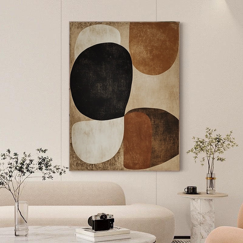 Mid-Century Abstract Painting with Earthy Organic Shapes #BBA 022
