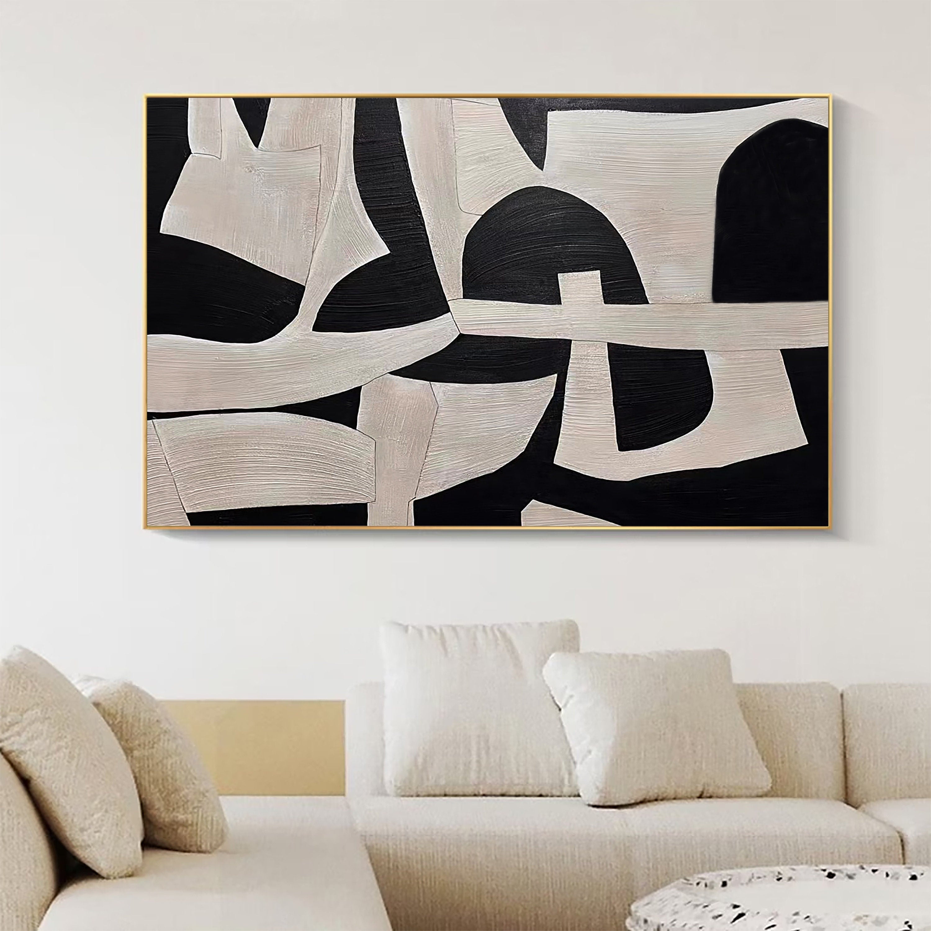 Elegant Contrast Abstract Black and White Wabi Sabi Art for Modern Interiors #WS 019